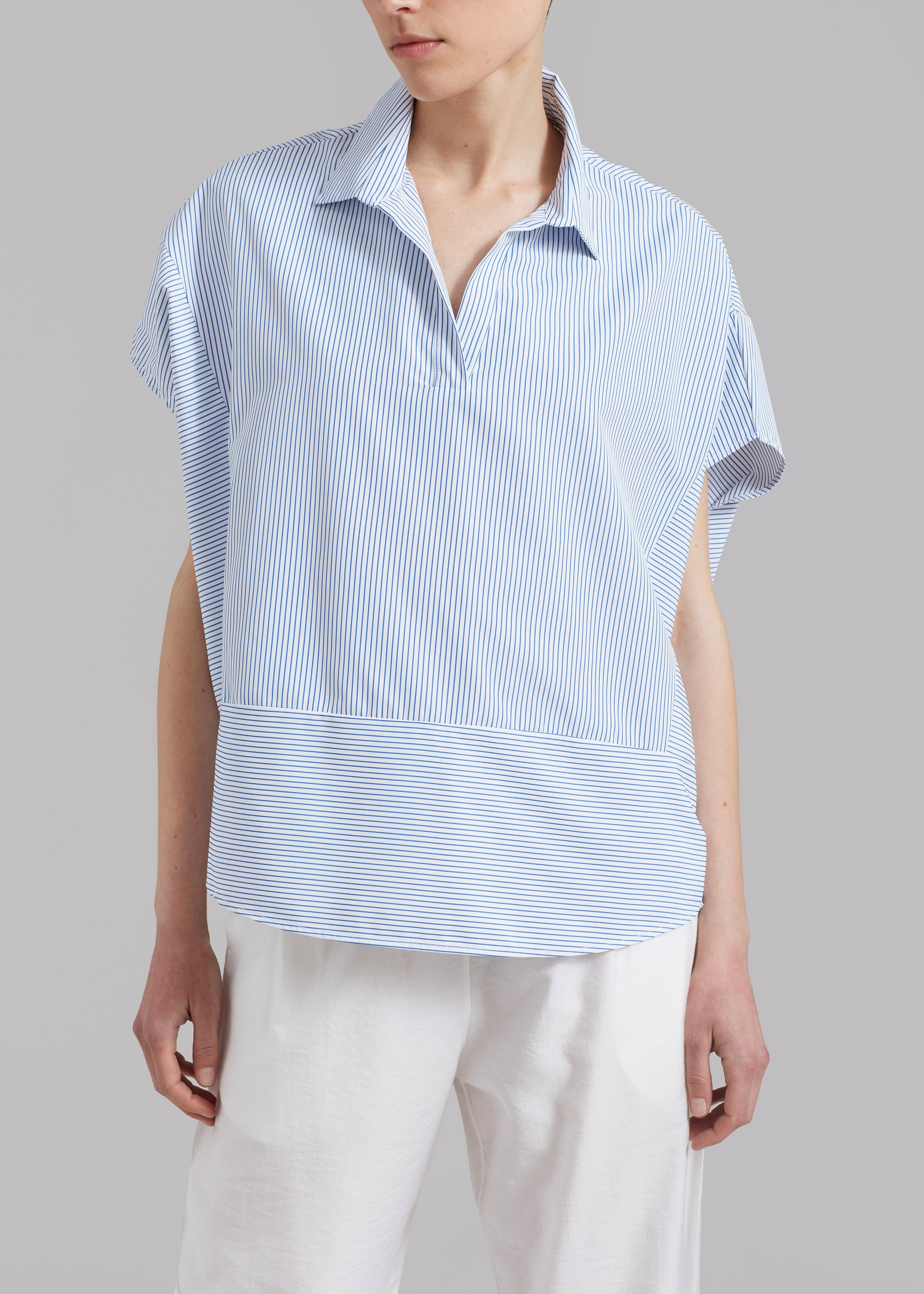 Flora Dolman Shirt - Blue Stripe - 2