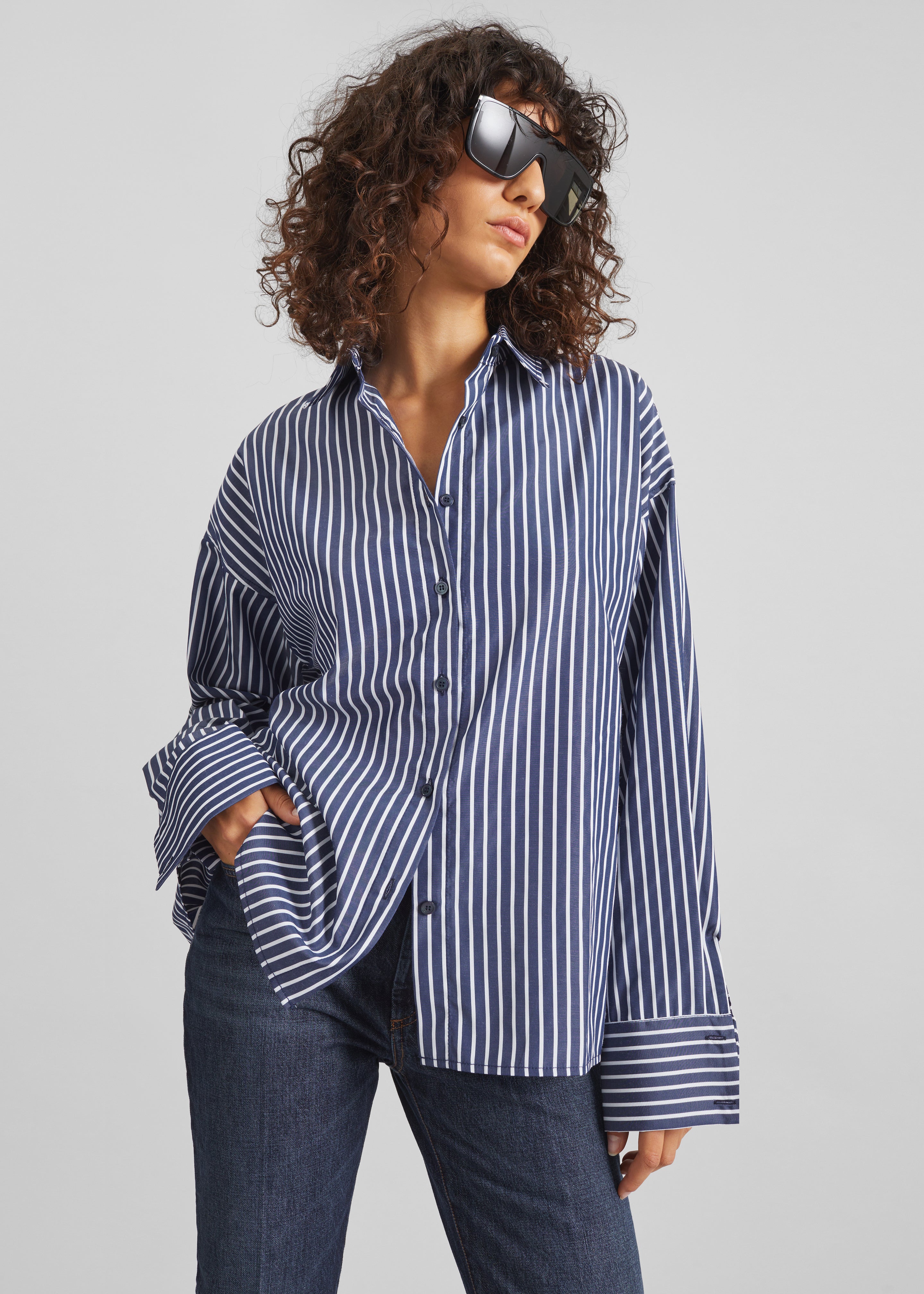 Forli Shirt - Navy/White Stripe – The Frankie Shop