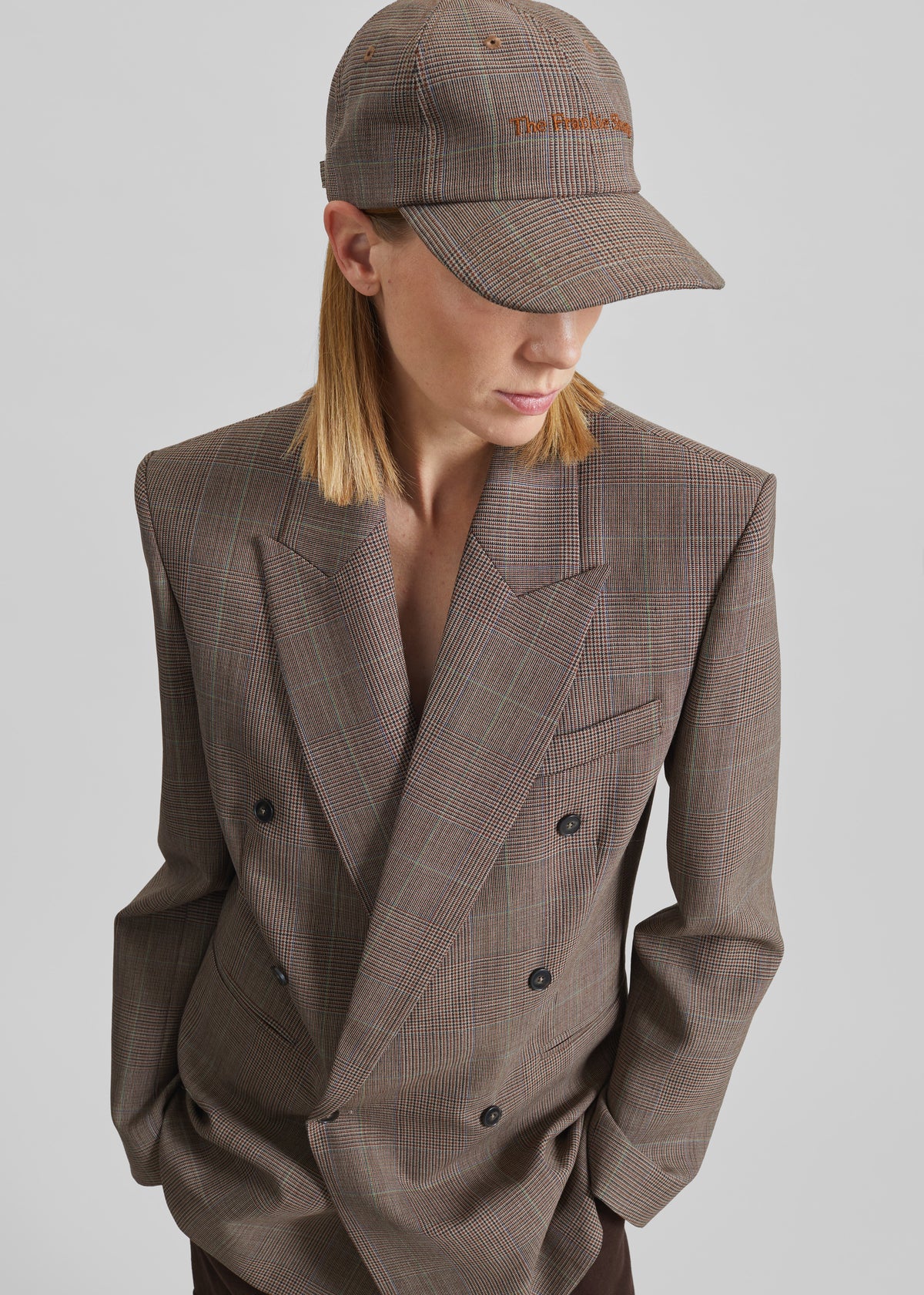 Frankie Baseball Cap - Brown Glen Plaid - 1