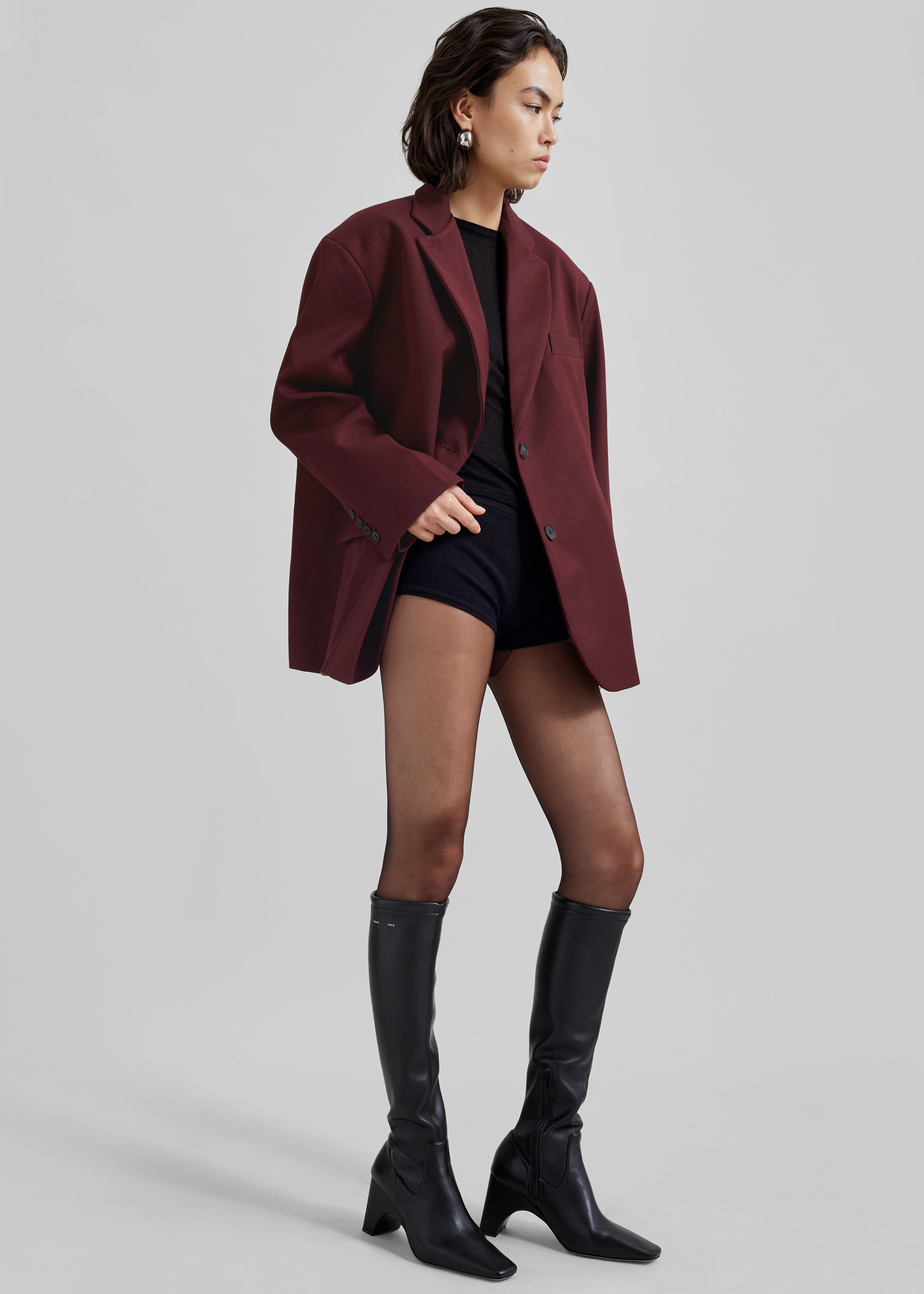 Frankie Oversized Boyfriend Blazer - Burgundy - 2