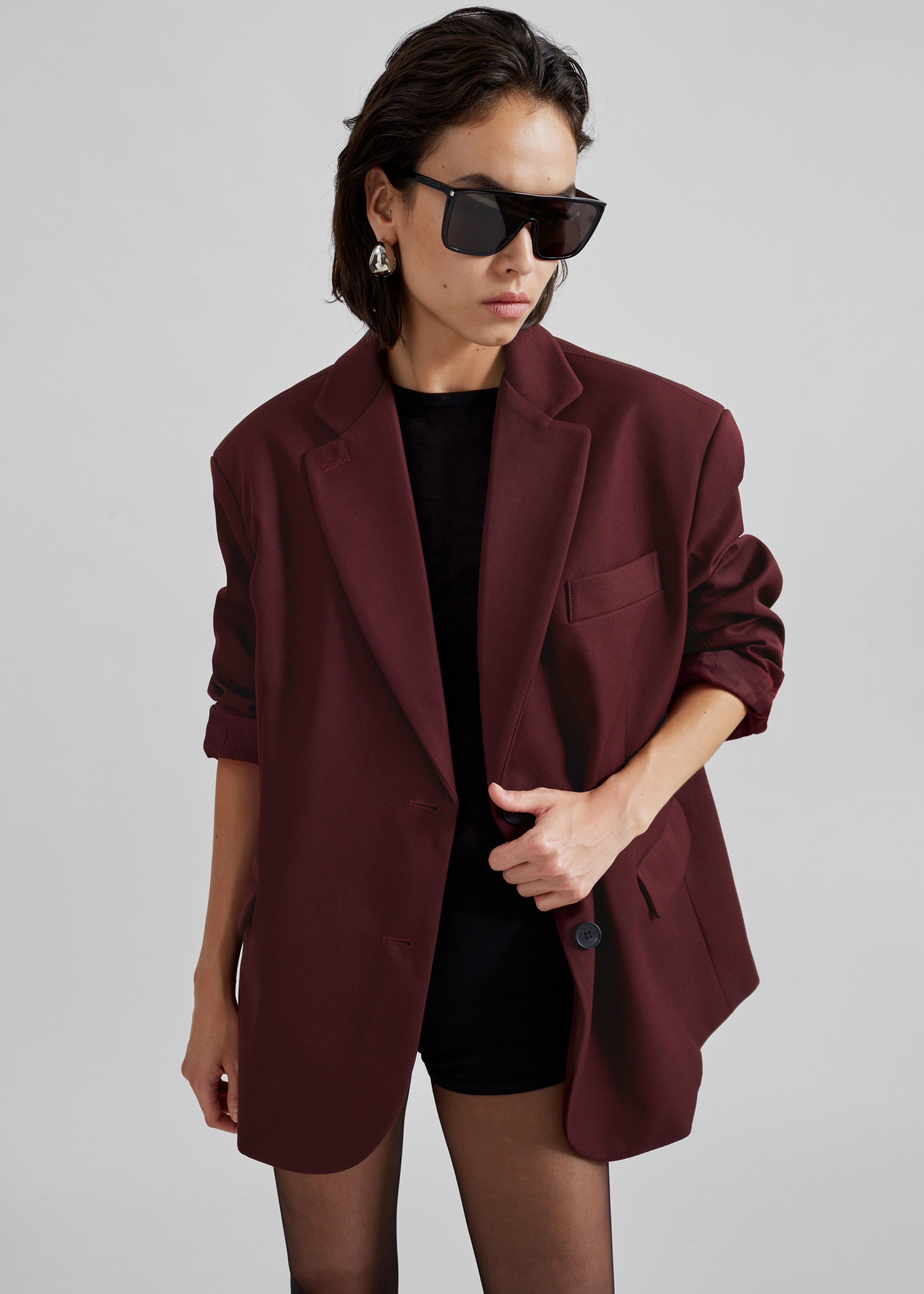 Frankie Oversized Boyfriend Blazer - Burgundy – The Frankie Shop