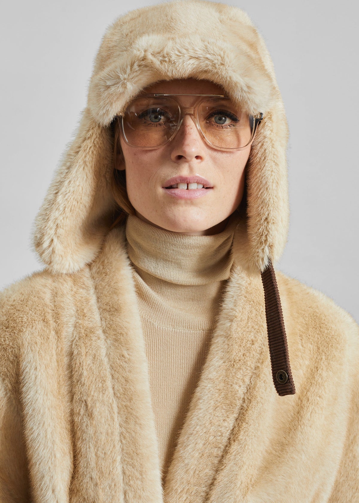 Freccia Faux Fur Aviator Hat - Beige - 2
