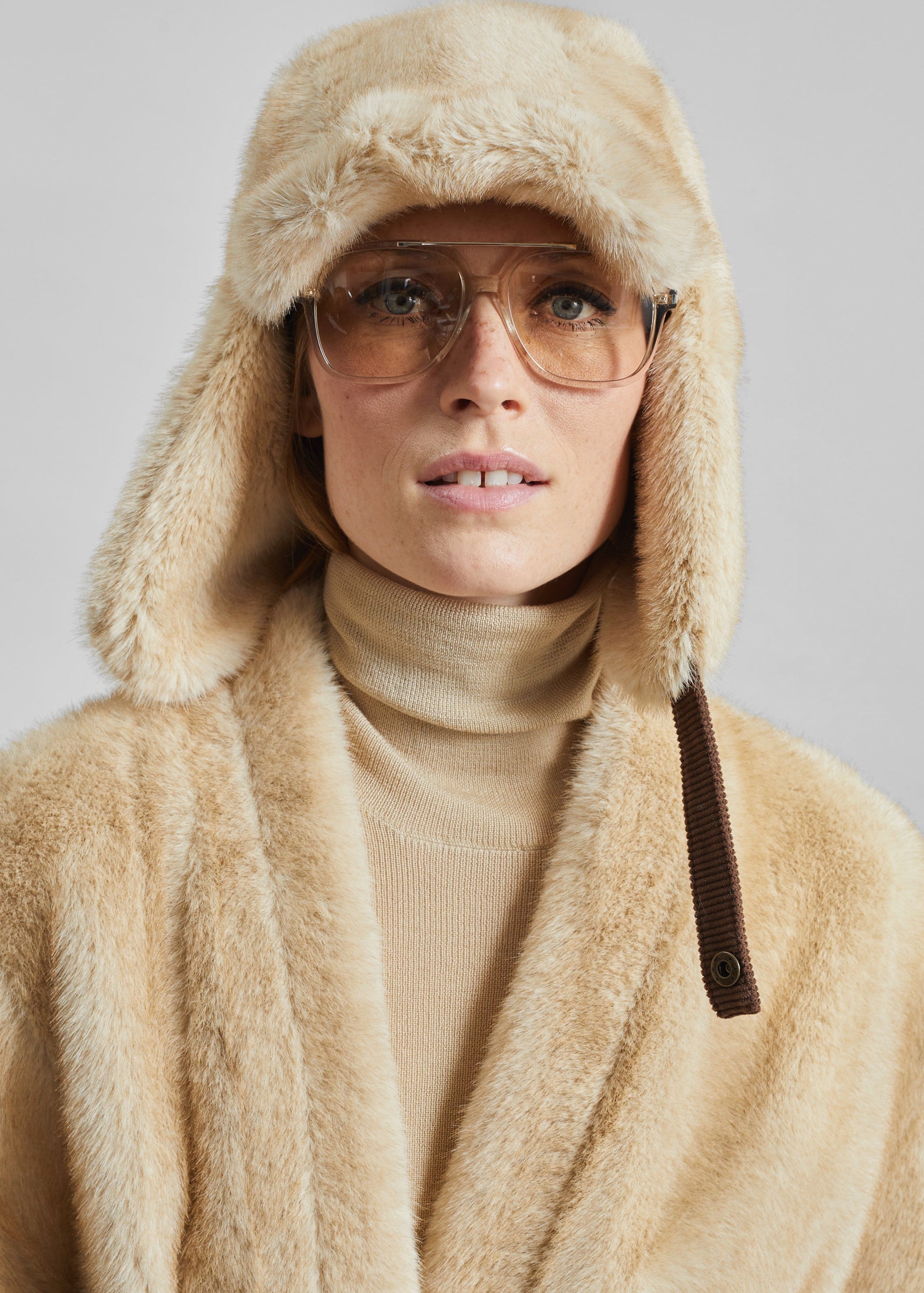 Freccia Faux Fur Aviator Hat - Beige - 2
