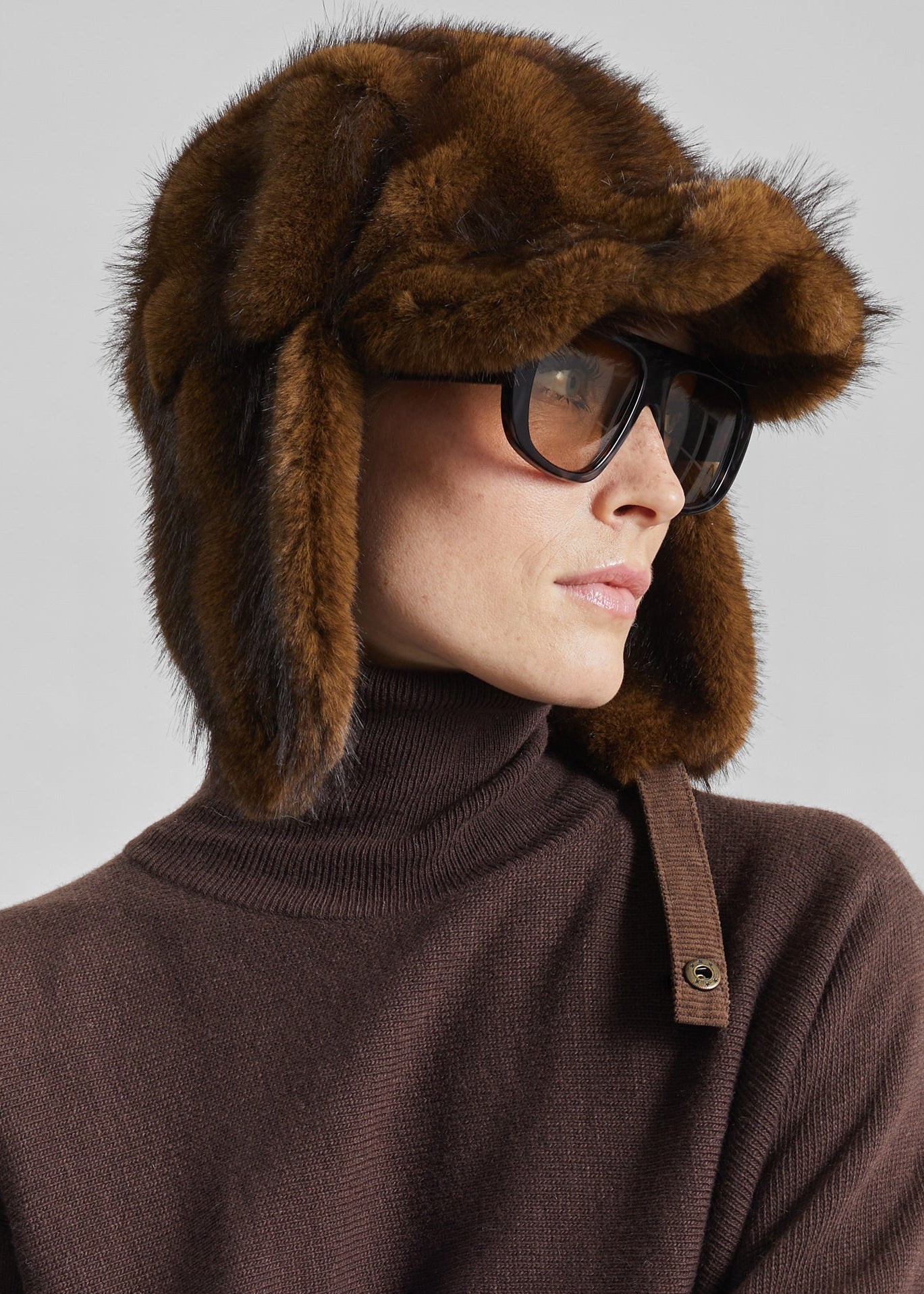 Freccia Faux Fur Aviator Hat - Brown - 2