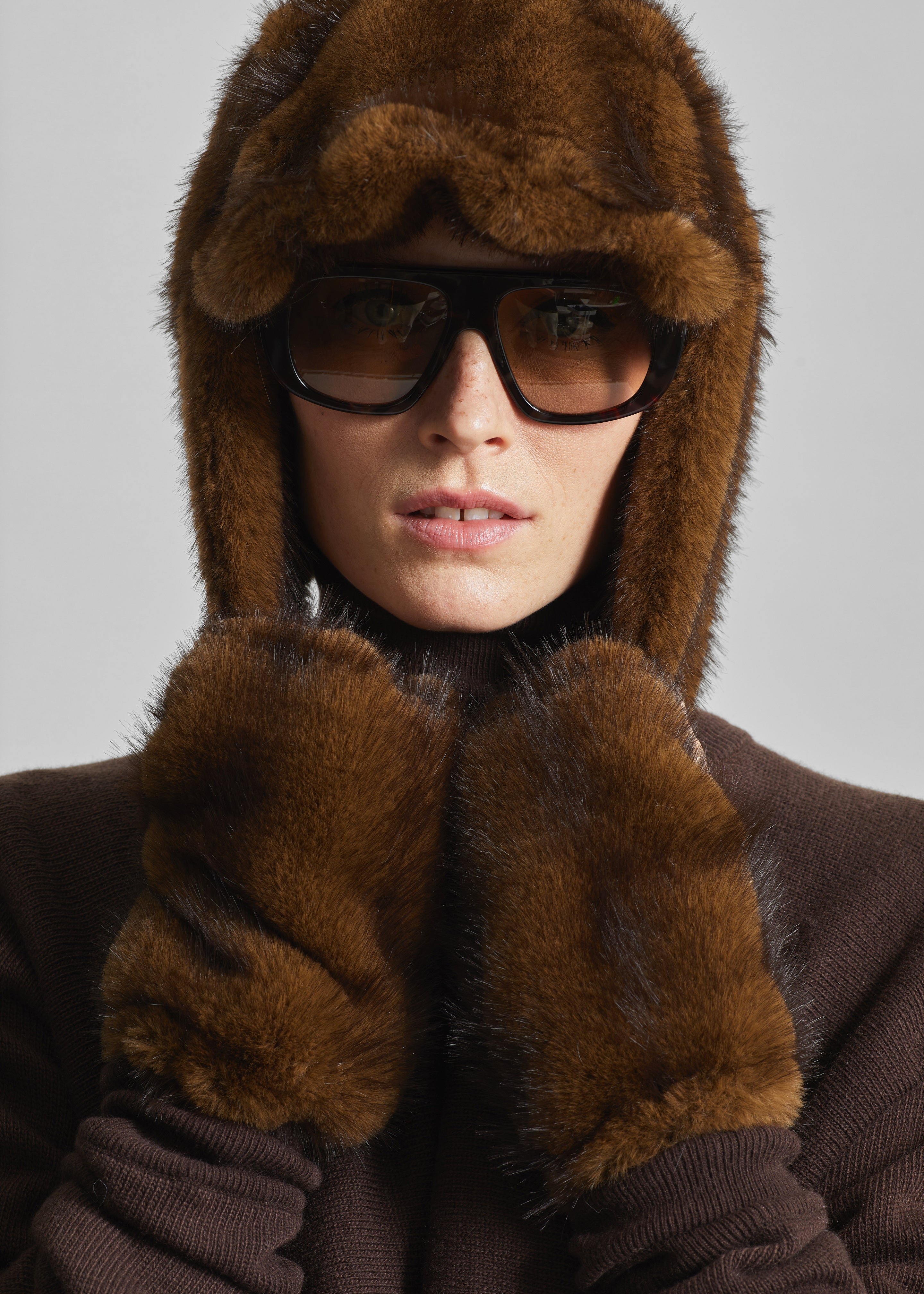 Freccia Faux Fur Aviator Hat - Brown - 4