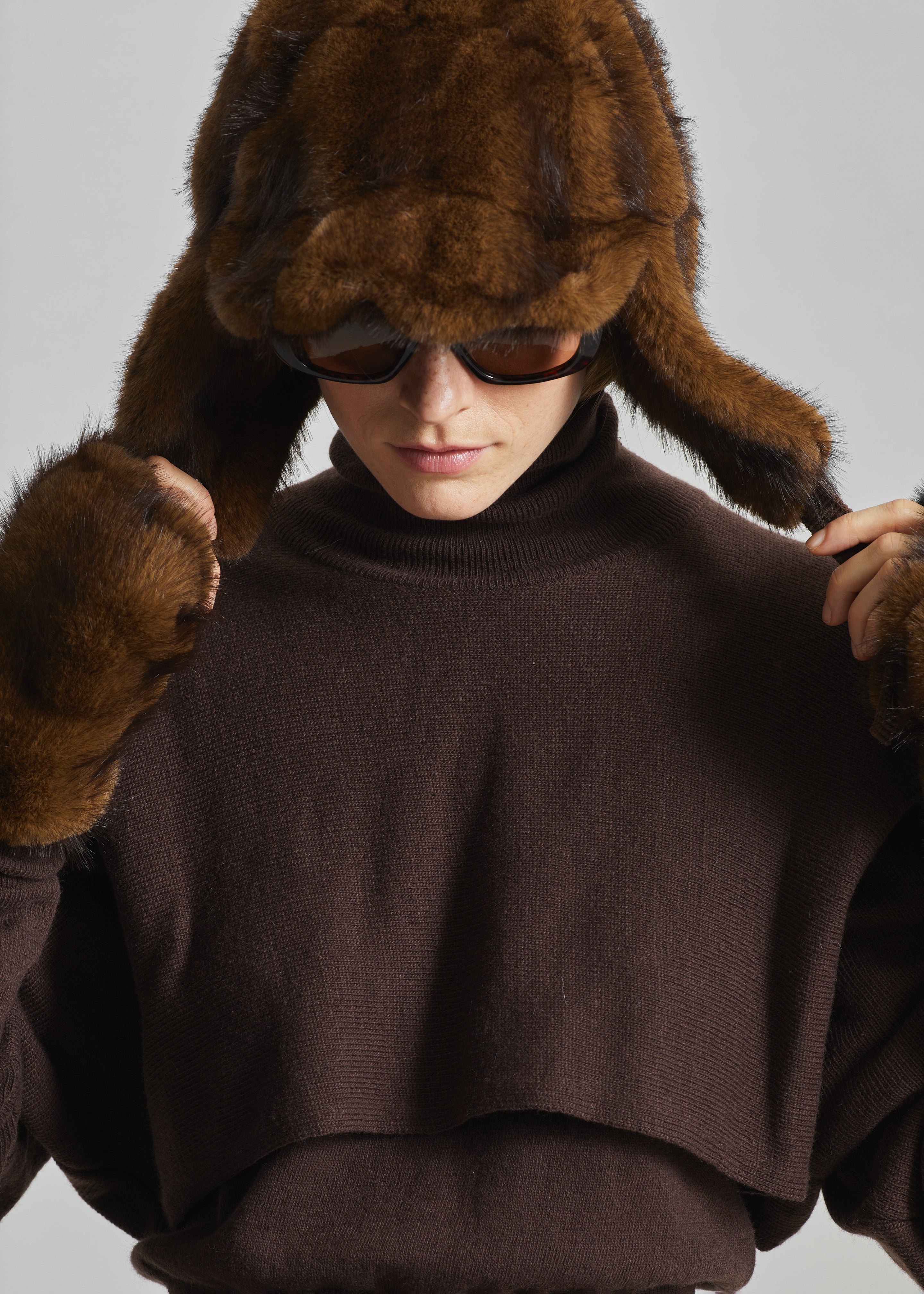 Freccia Faux Fur Aviator Hat - Brown - 5