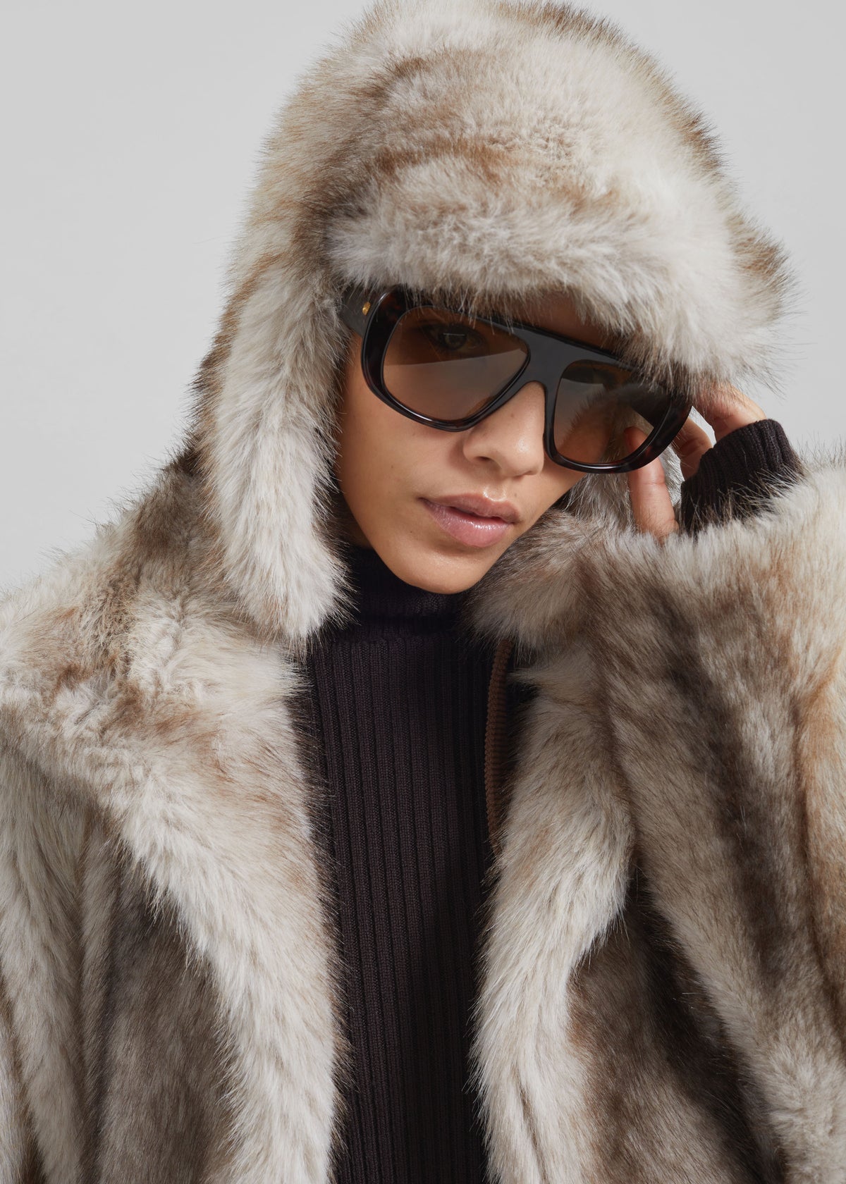 Freccia Faux Fur Aviator Hat - Grey - 1