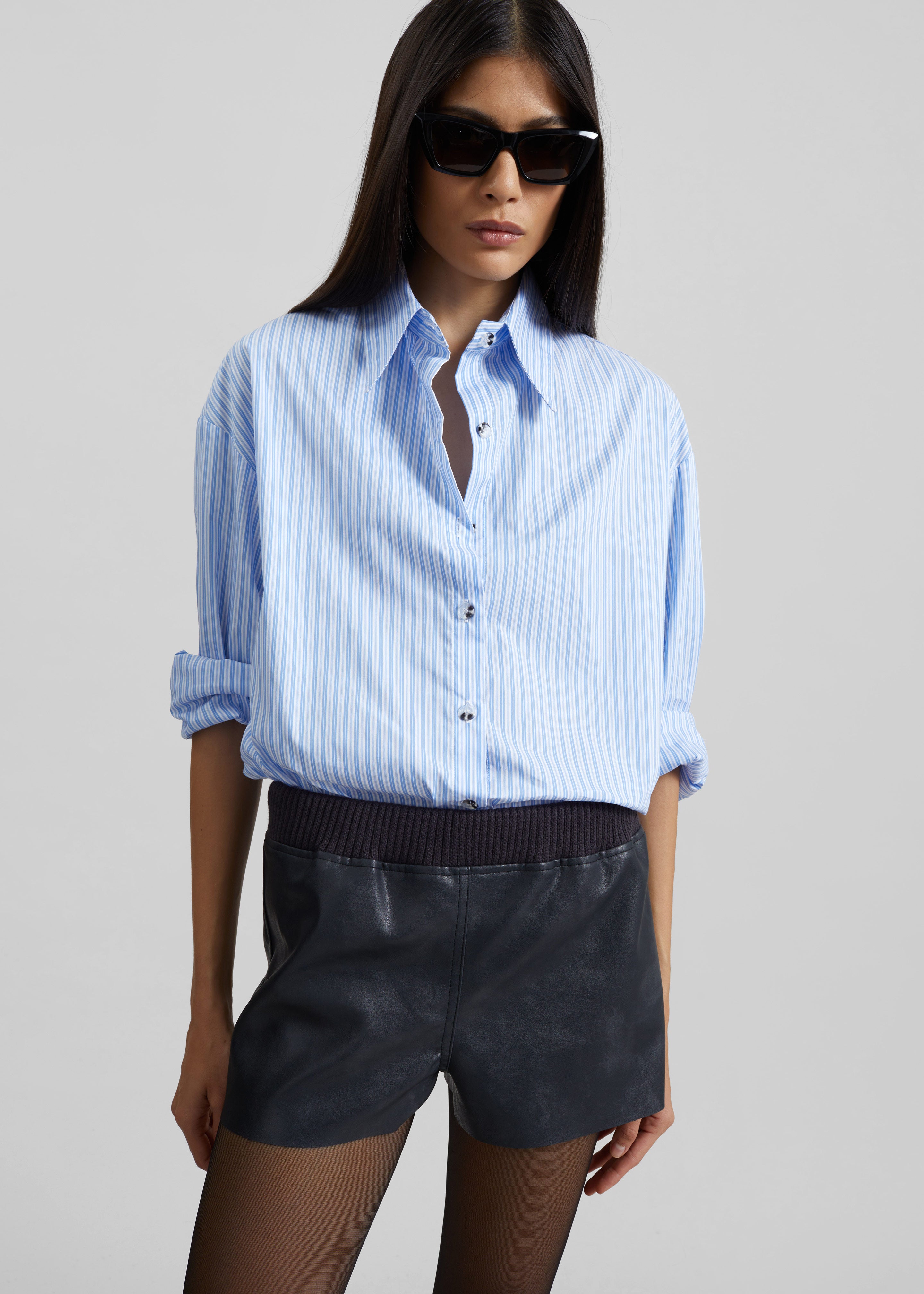 Freja Faux Leather Mini Shorts - Black - 2