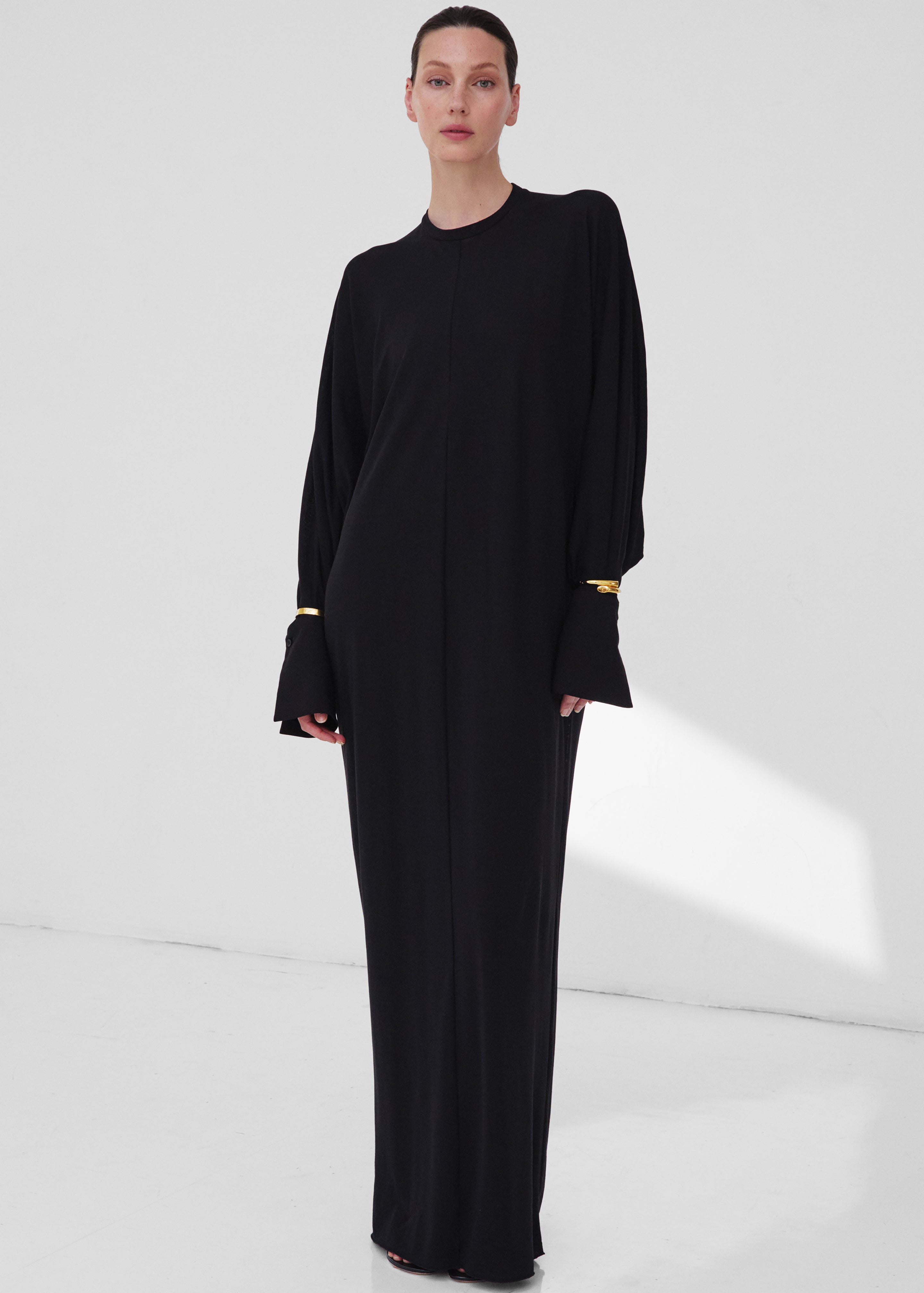 Darkpark Frida Light Jersey Cuff Long Sleeve Dress - Black - 7