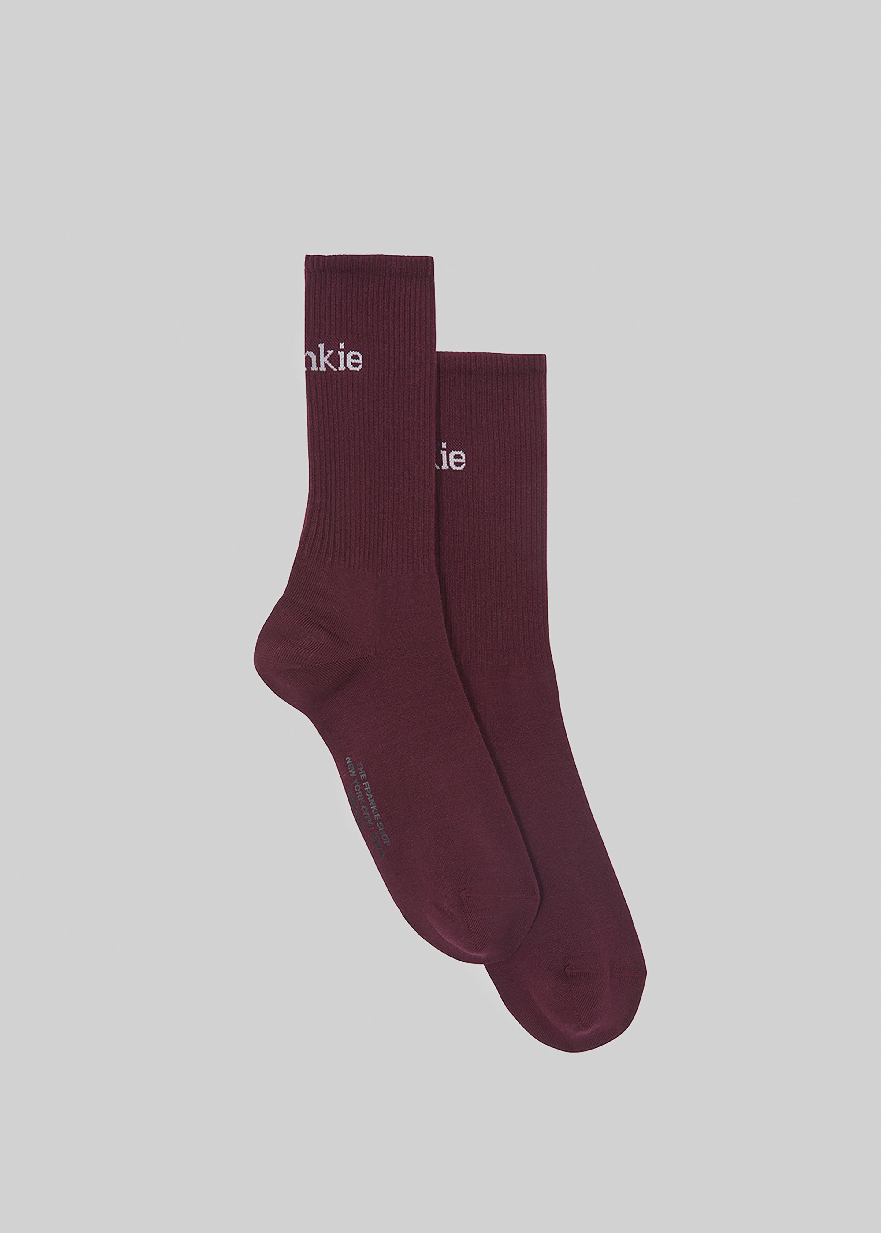 Frankie in English Ribbed Socks - Bordeaux - 1
