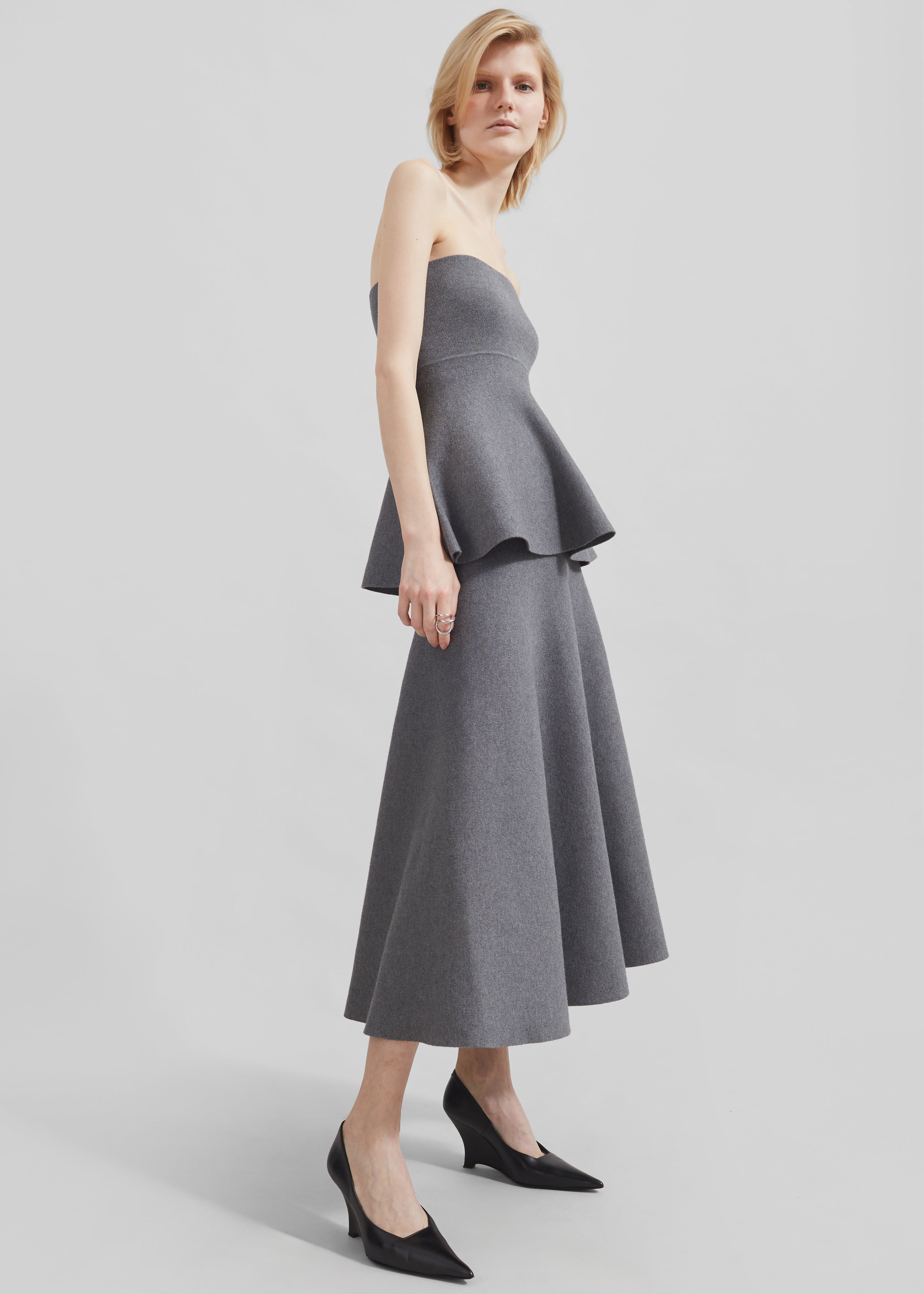 Gabrielle Knit Midi Skirt - Dark Grey - 7