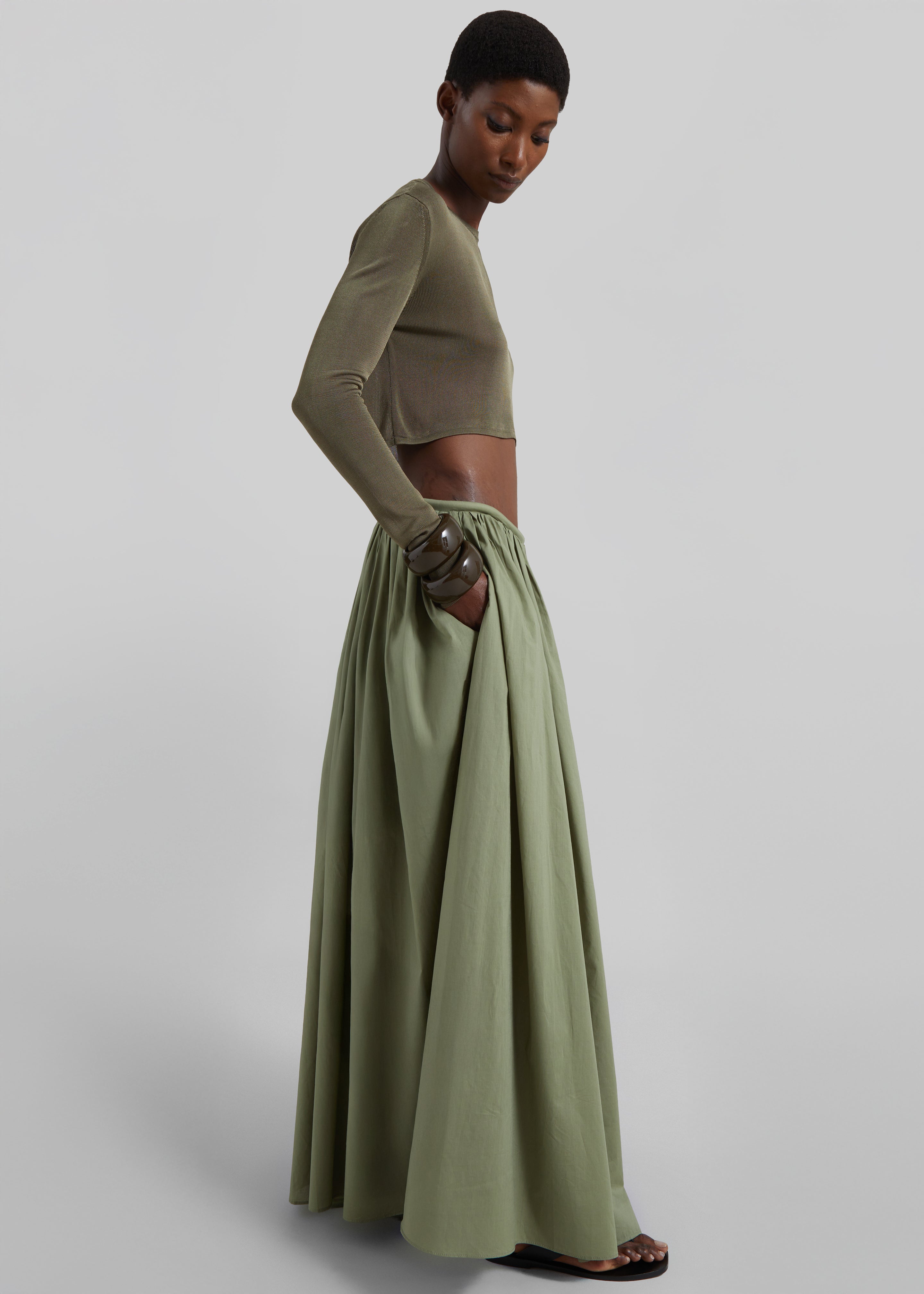 Gaeta Wide Corded Waistband Culottes - Sage - 3