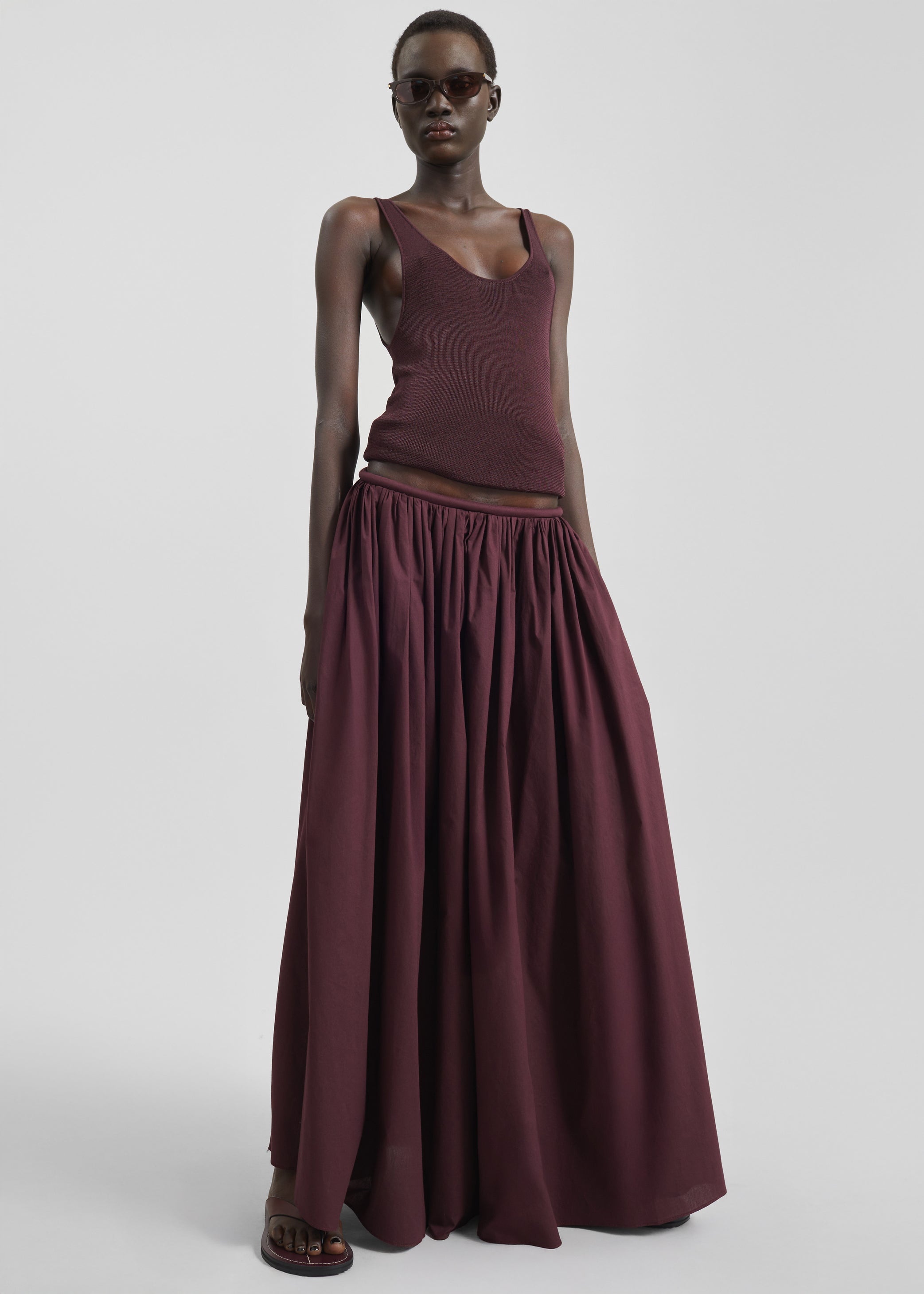 Shop the look image for Gaeta Wide Corded Waistband Culottes - Burgundy