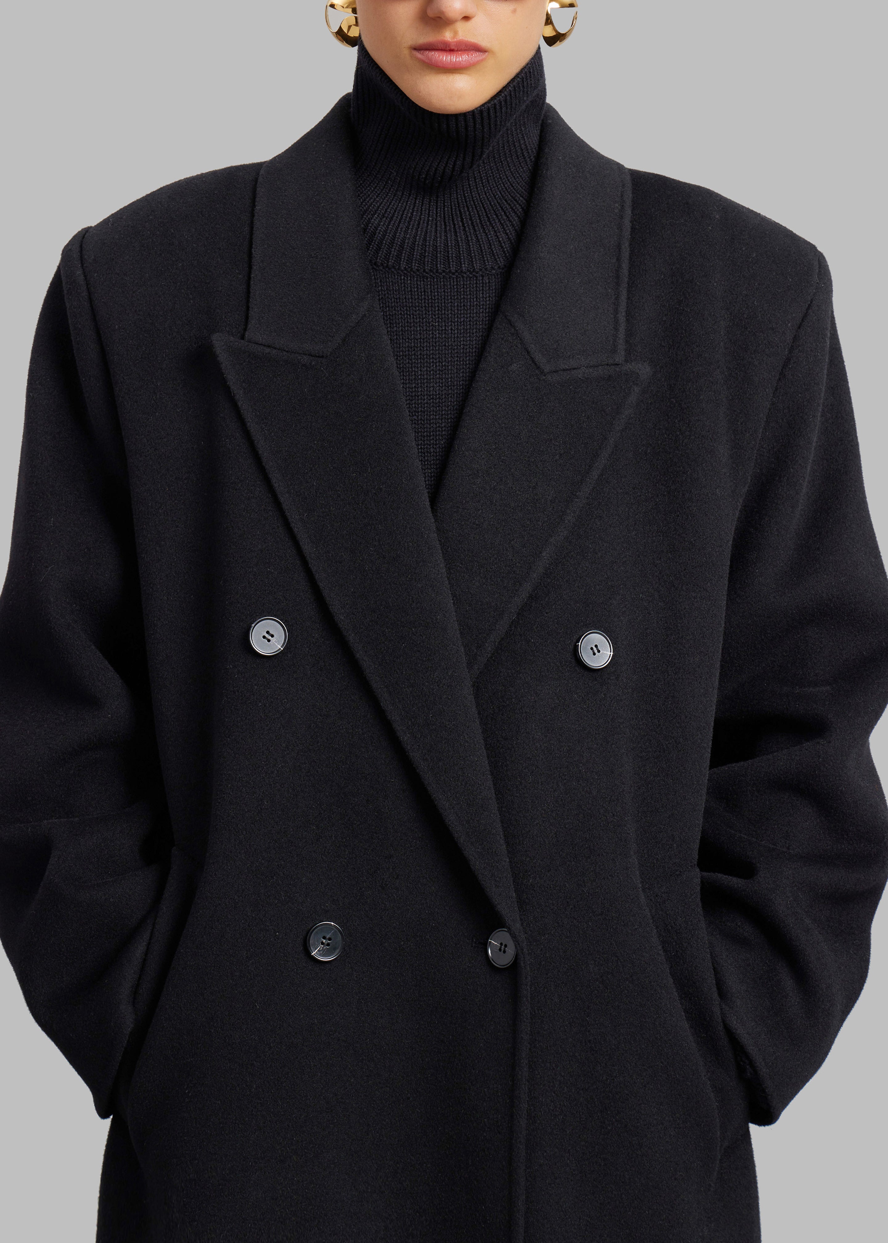Gaia Double Breasted Coat - Black – The Frankie Shop