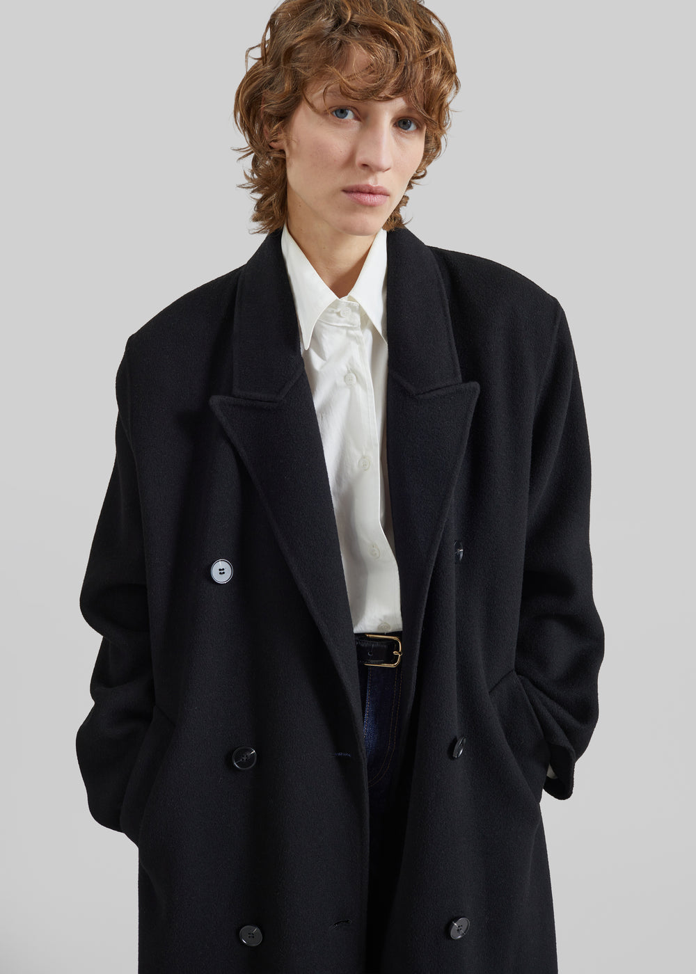 Gaia Double-Breasted Coat - Black - 1
