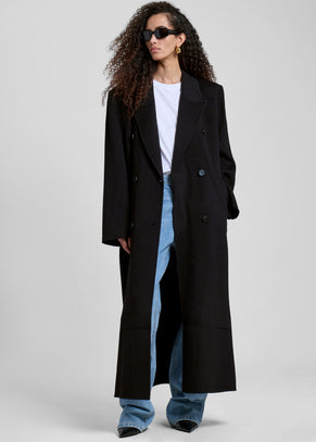 Gaia Double Breasted Coat - Black
