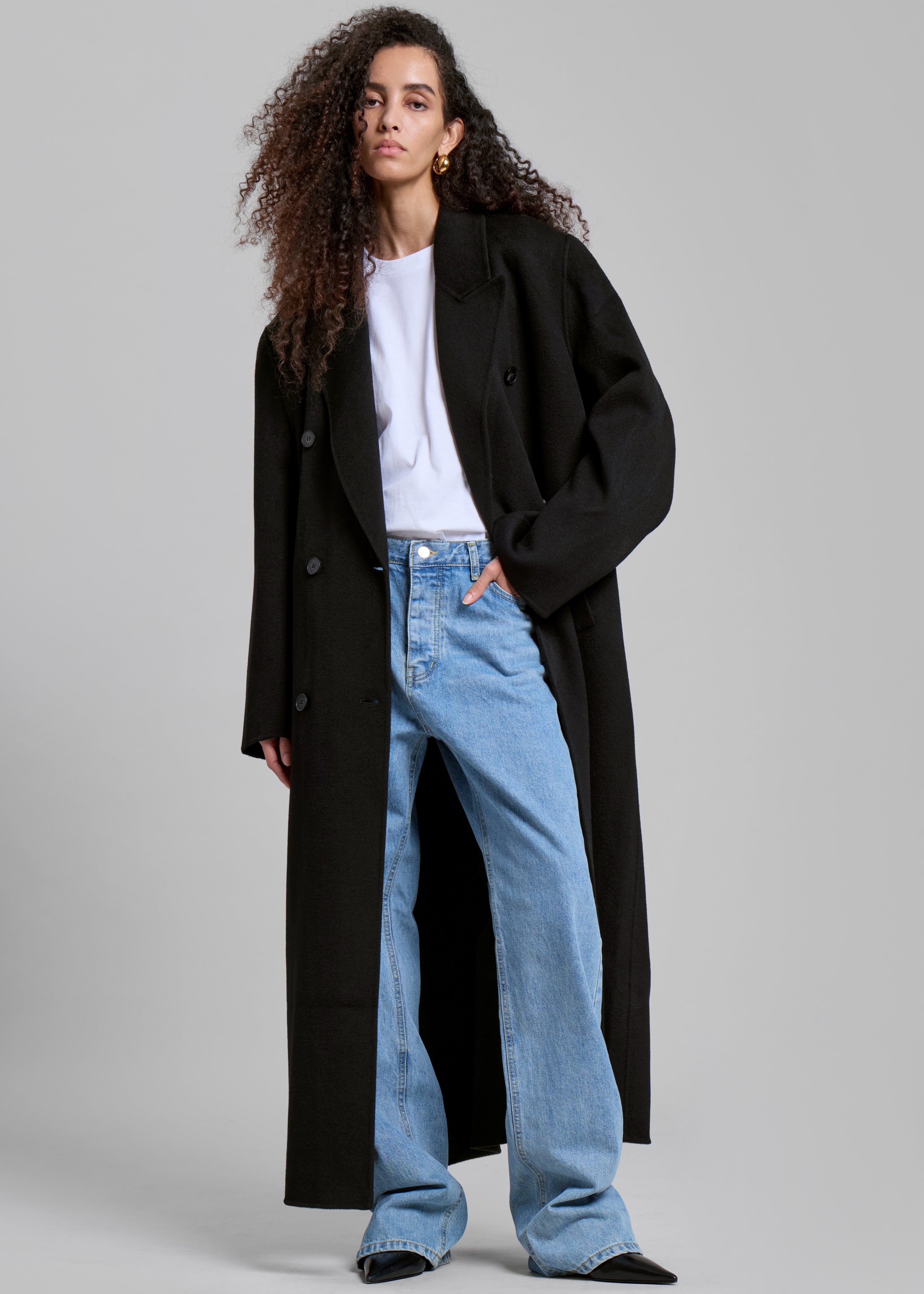 Gaia Double Breasted Coat - Black – The Frankie Shop