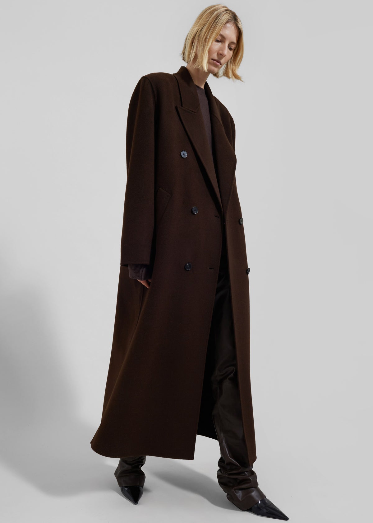 Gaia Double Breasted Coat - Dark Brown - 9