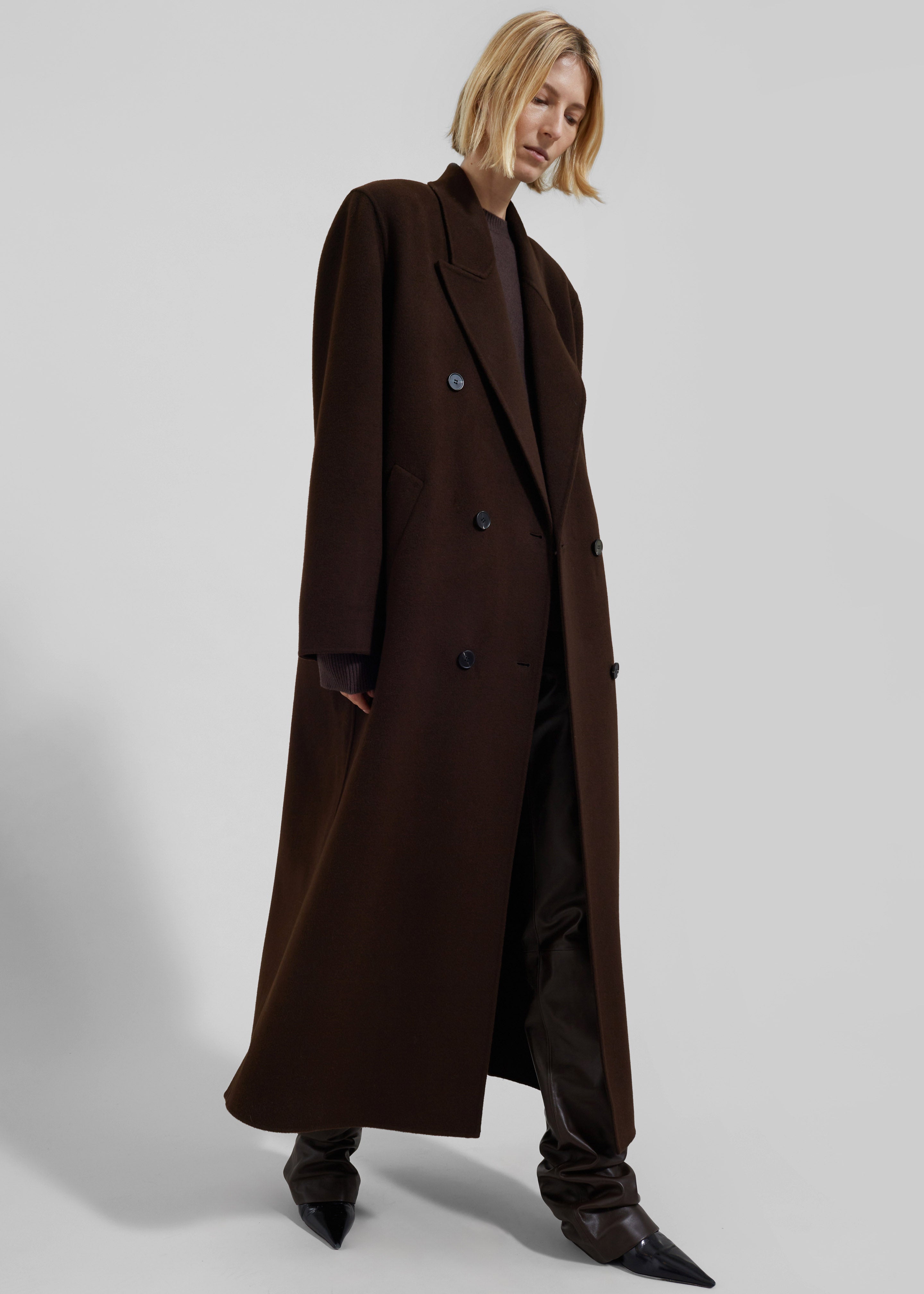 Gaia Double Breasted Coat - Dark Brown - 9