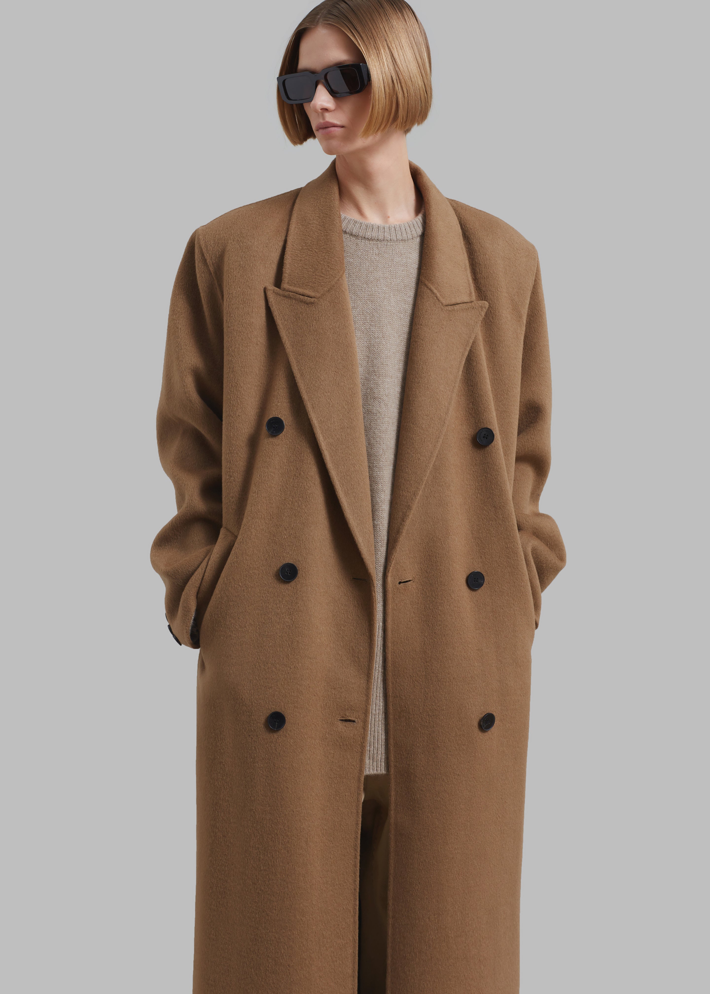 Gaia Double Breasted Coat - Camel - 1