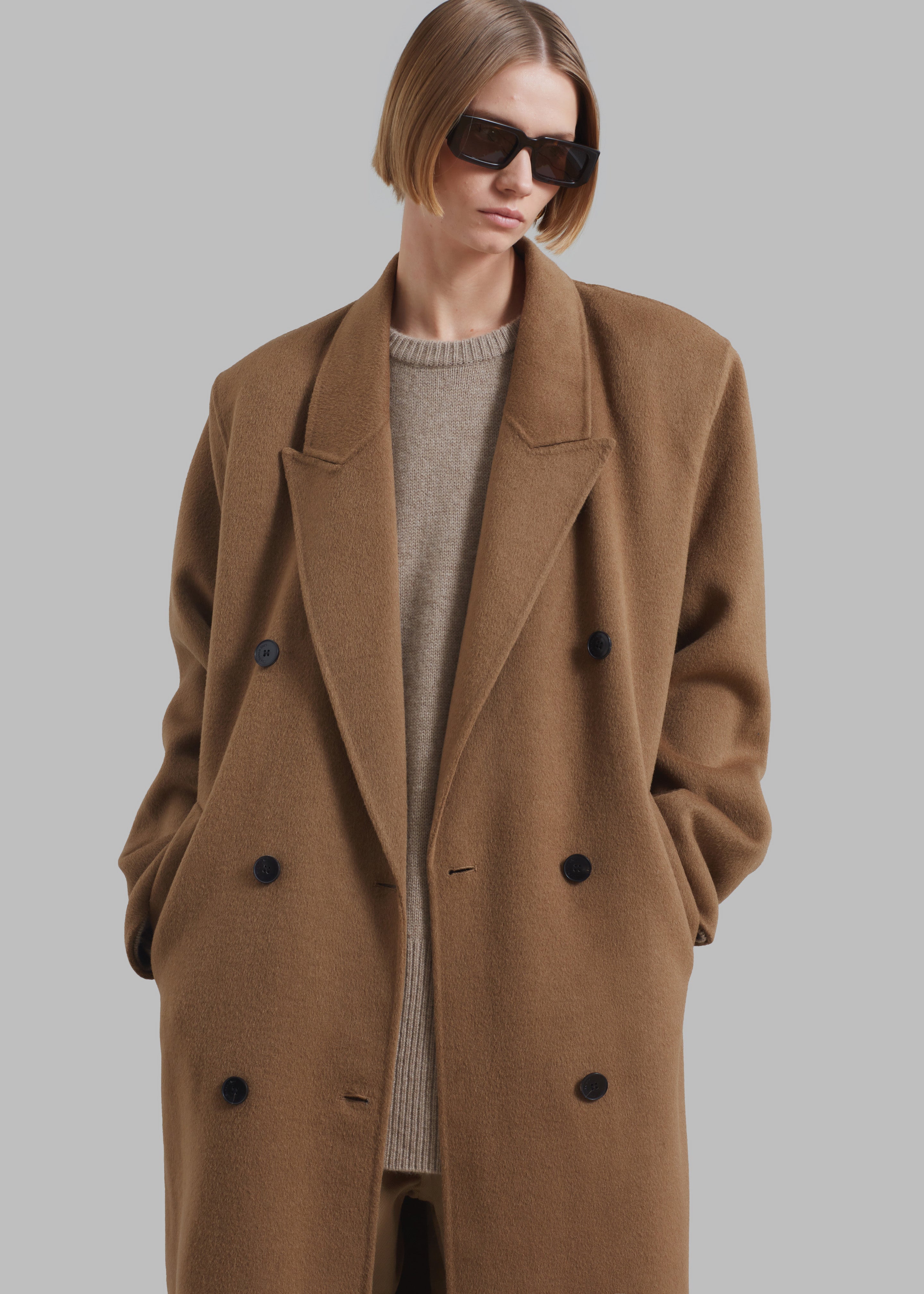 Gaia Double Breasted Coat - Camel - 5