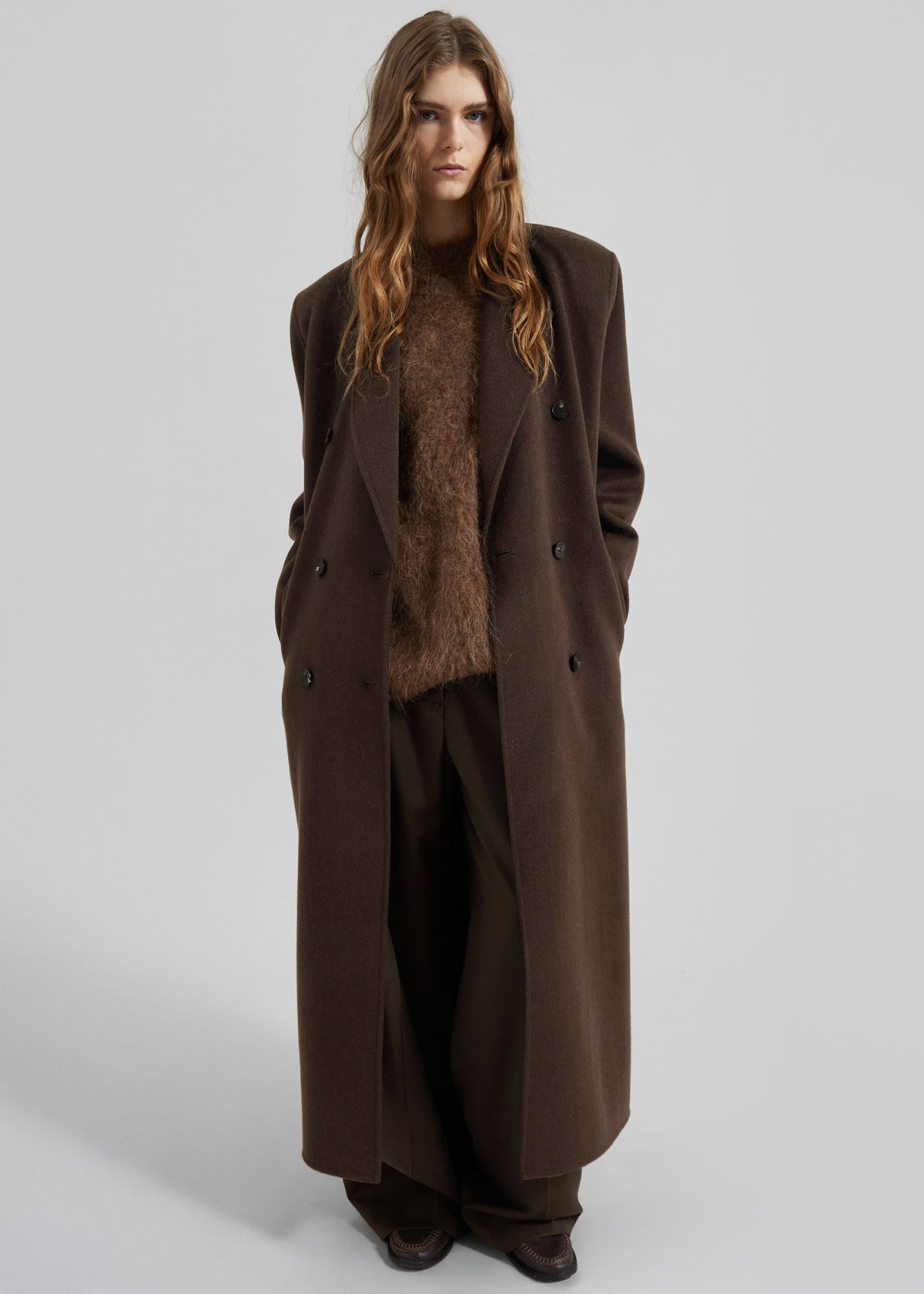 Gaia Double-Breasted Coat - Dark Brown