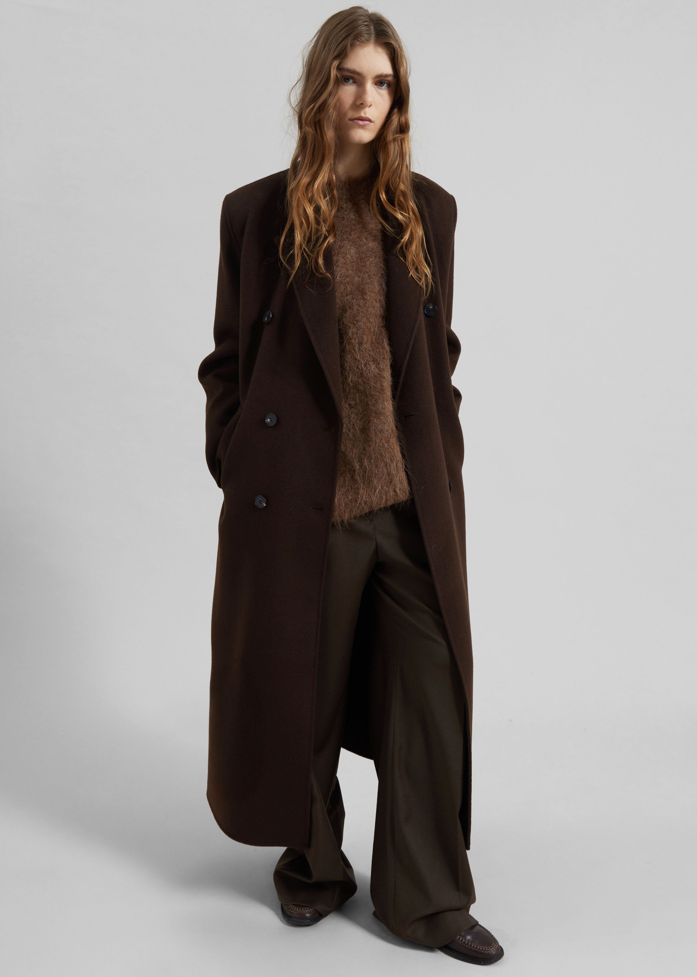 Gaia Double Breasted Coat - Dark Brown – The Frankie Shop