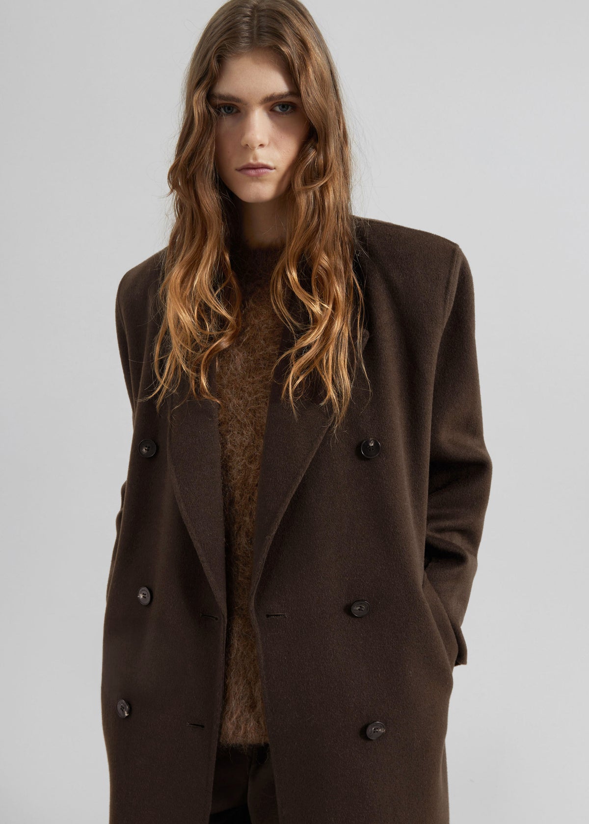 Gaia Double-Breasted Coat - Dark Brown