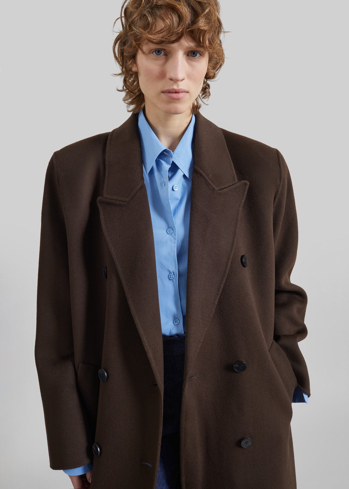 Gaia Double-Breasted Coat - Dark Brown