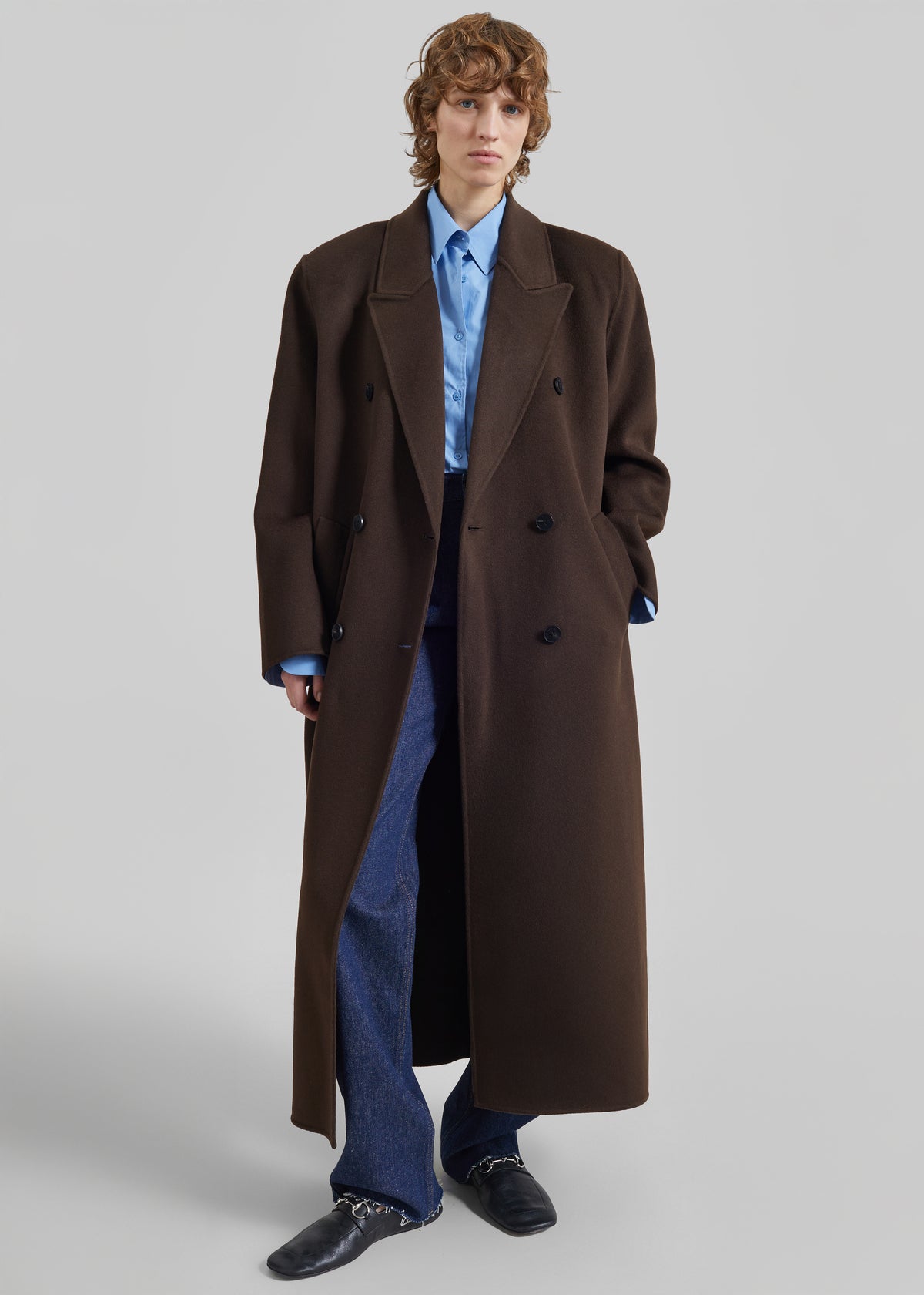 Gaia Double-Breasted Coat - Dark Brown
