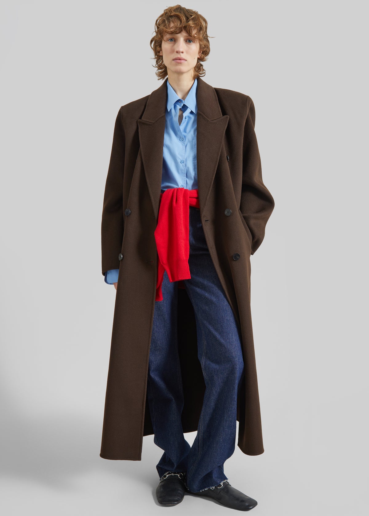 Gaia Double-Breasted Coat - Dark Brown