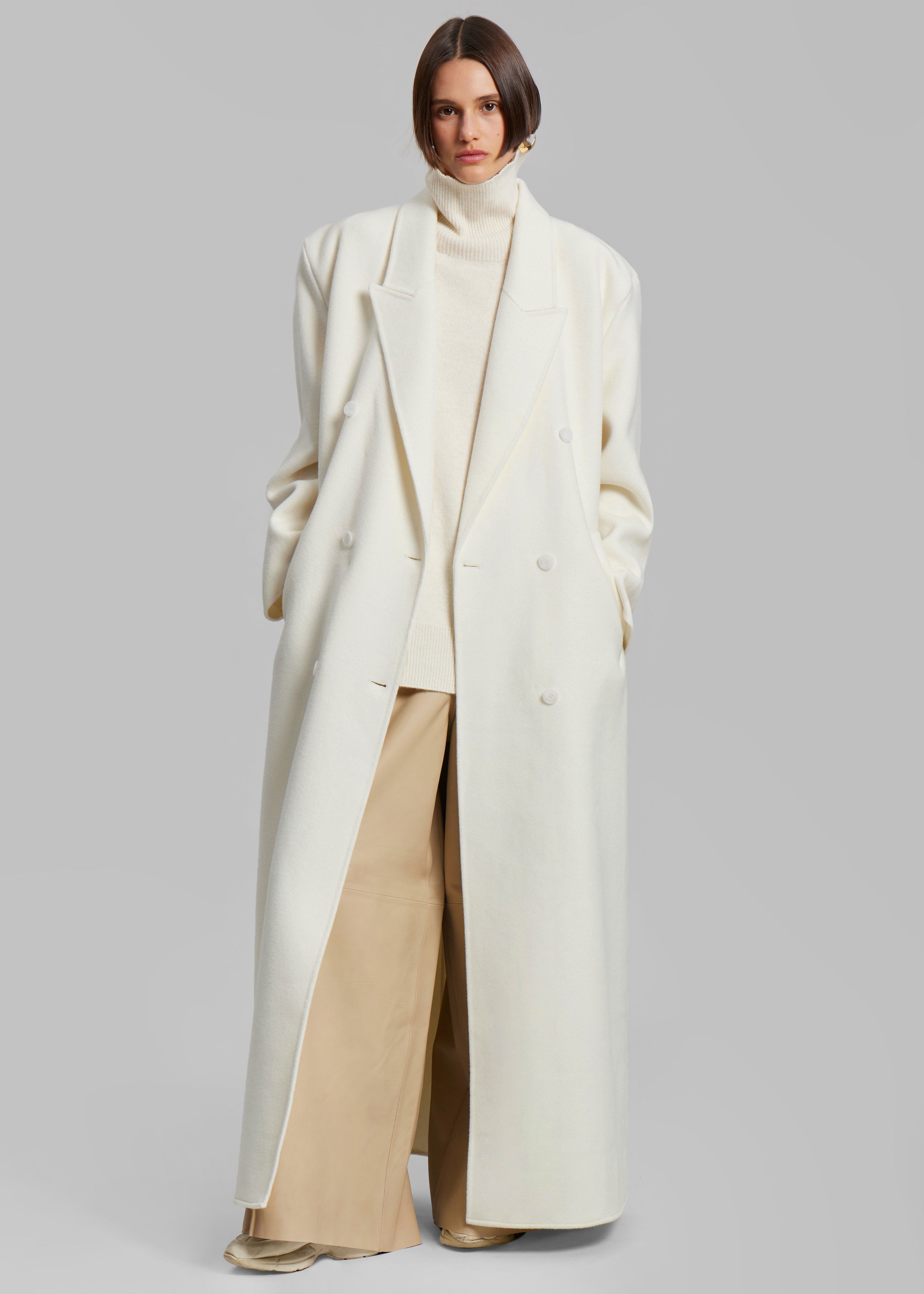 Gaia Double Breasted Coat - Ivory - 3