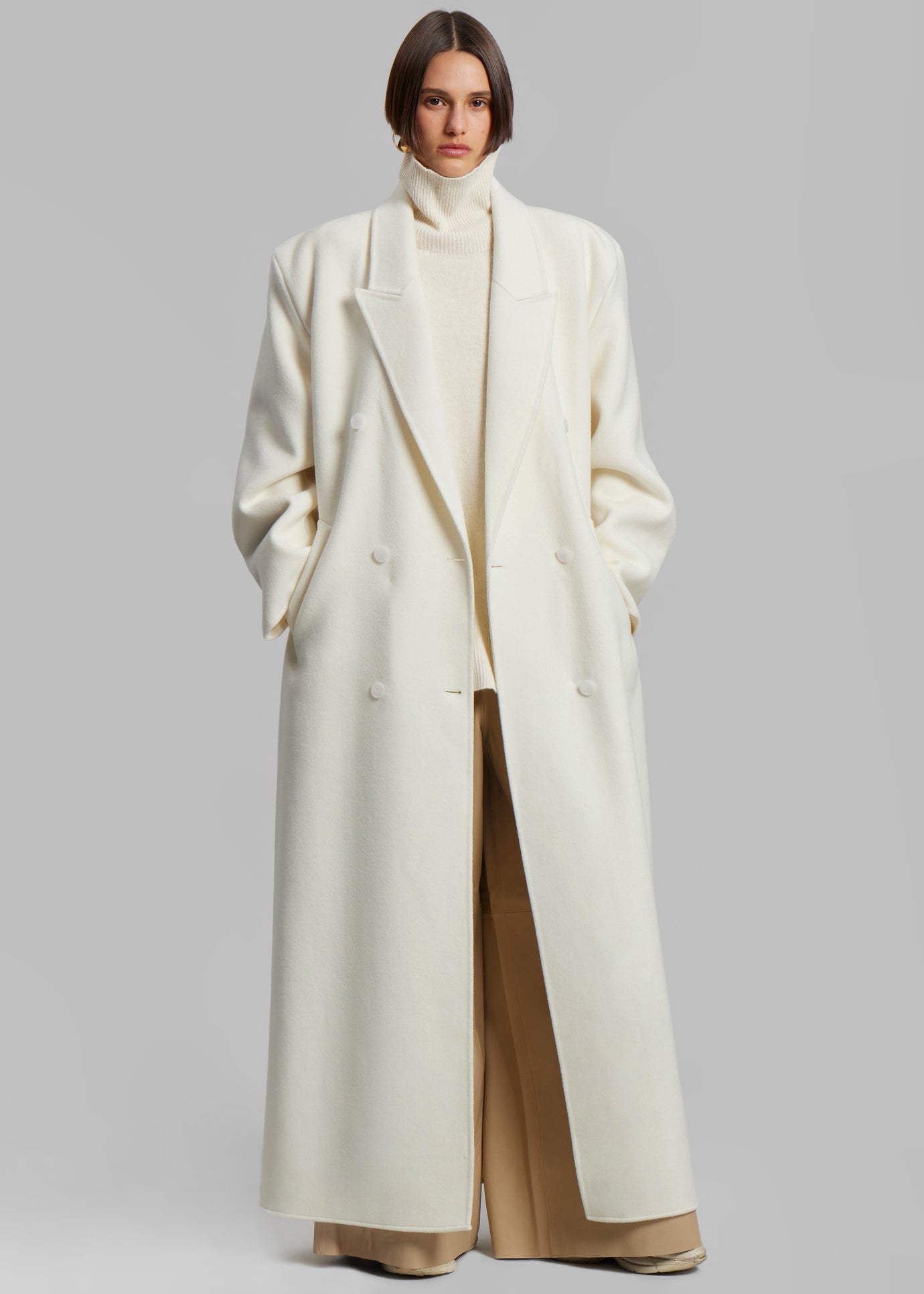 Gaia Double Breasted Coat - Ivory - 1