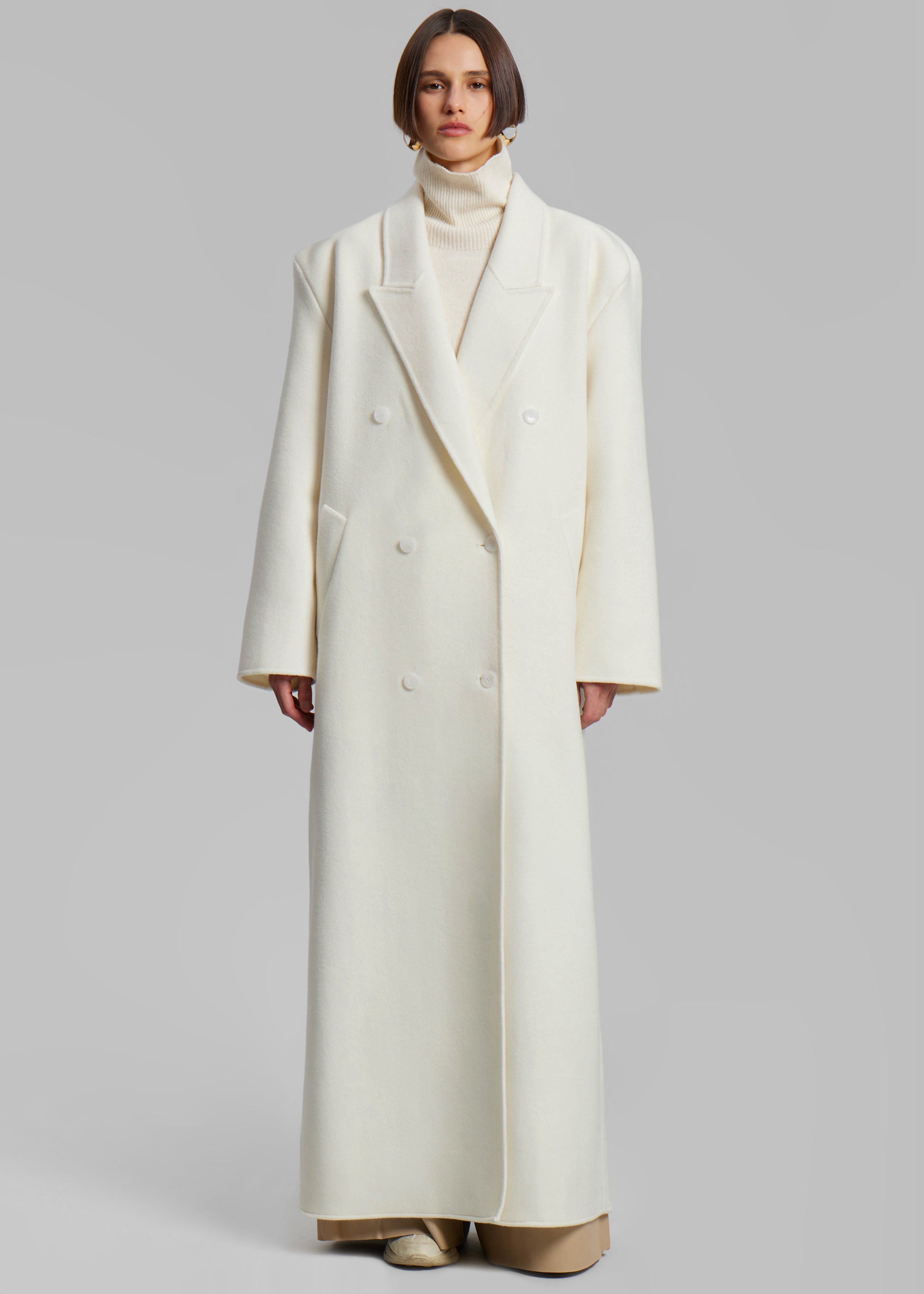 Gaia Double Breasted Coat - Ivory - 5