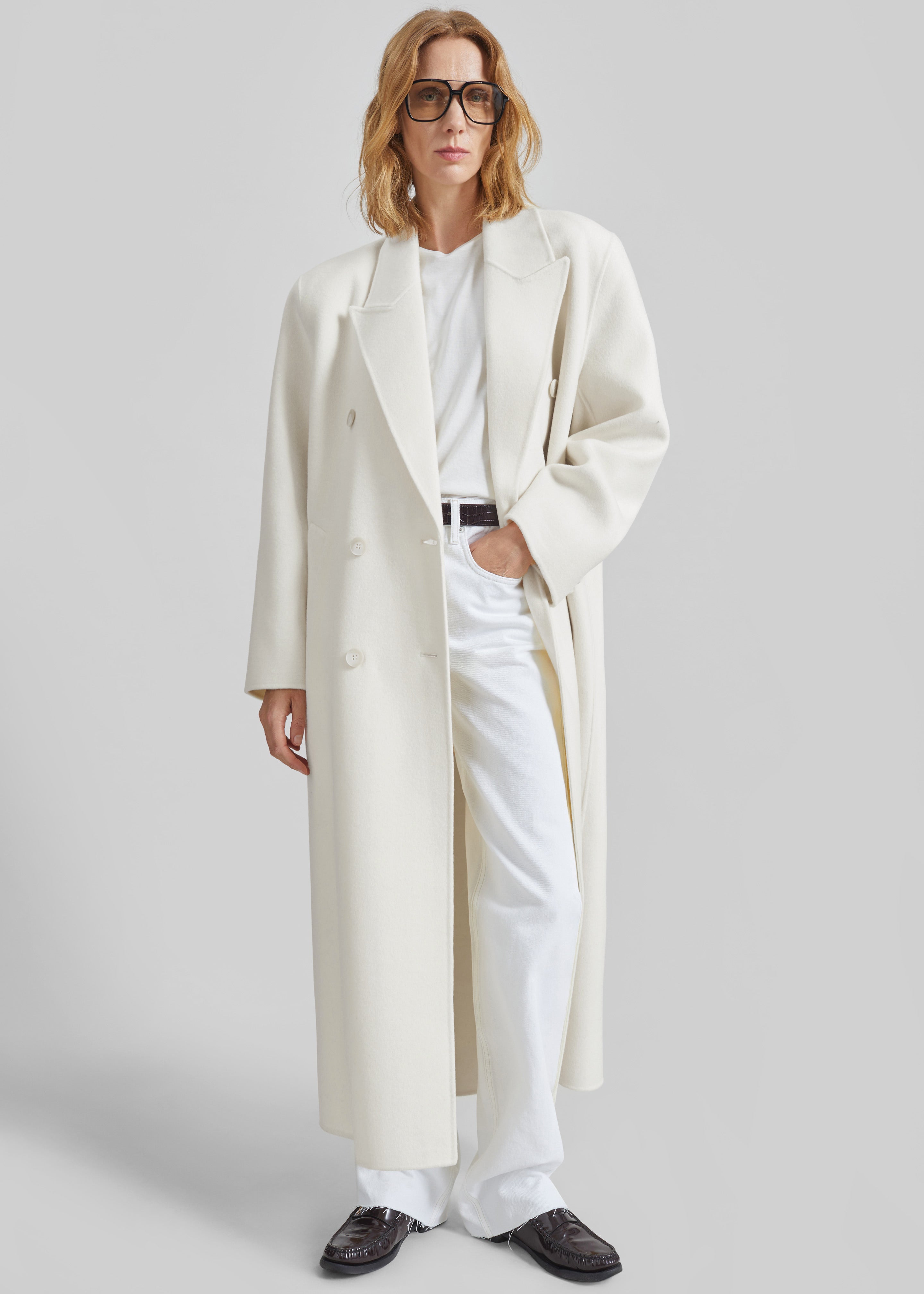 Gaia Double-Breasted Coat - Ivory – The Frankie Shop