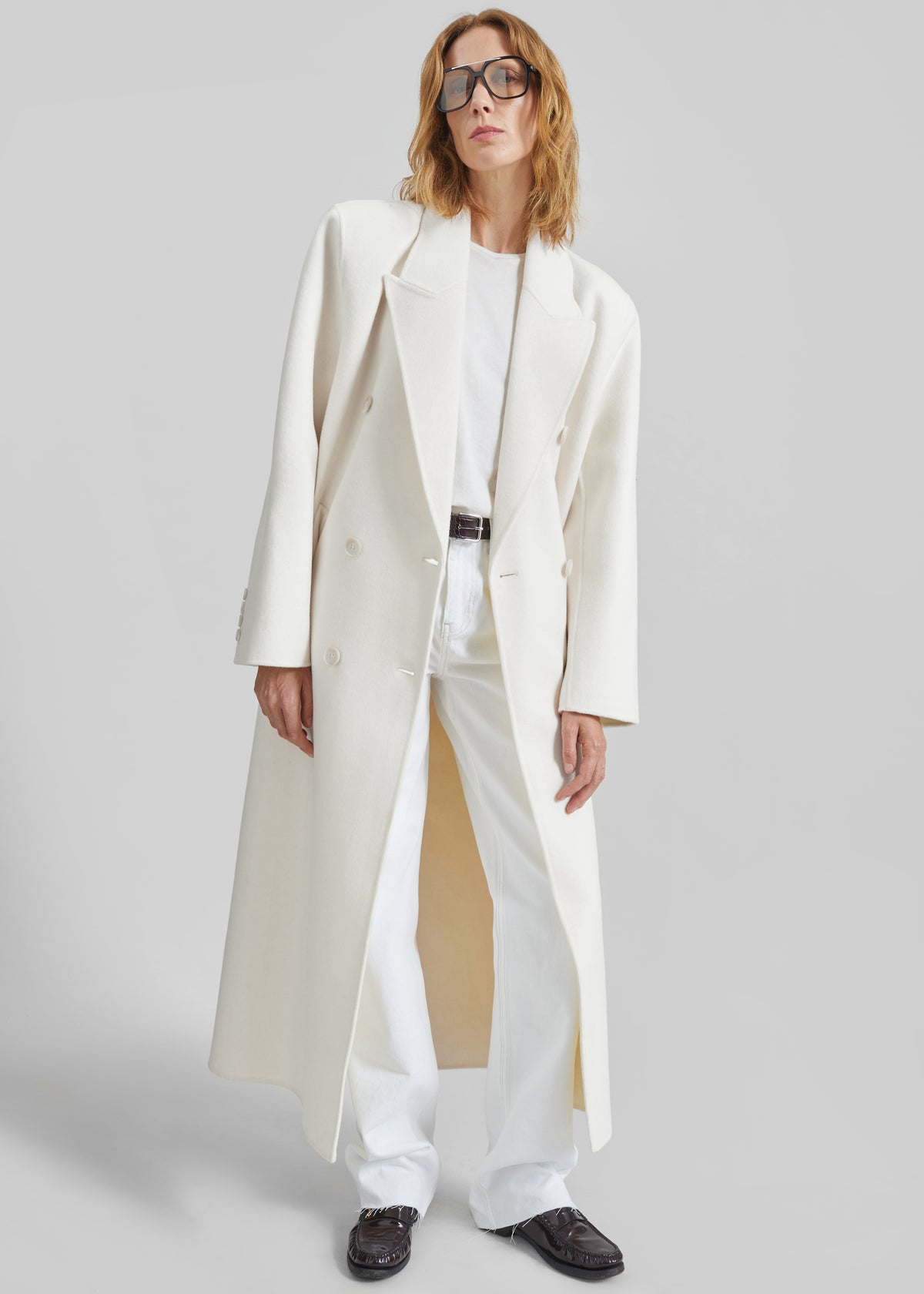 Gaia Double-Breasted Coat - Ivory