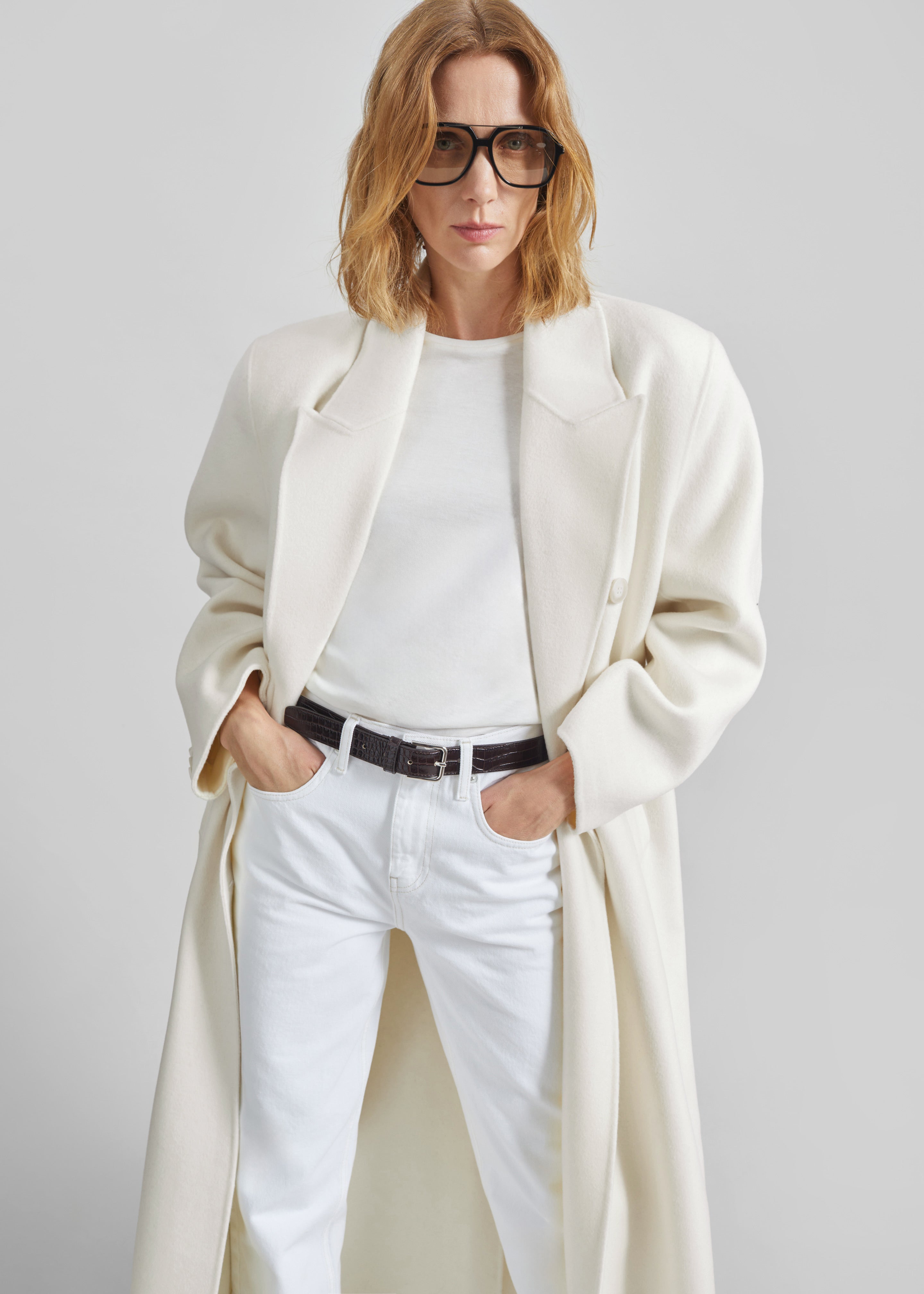 Gaia Double-Breasted Coat - Ivory – The Frankie Shop