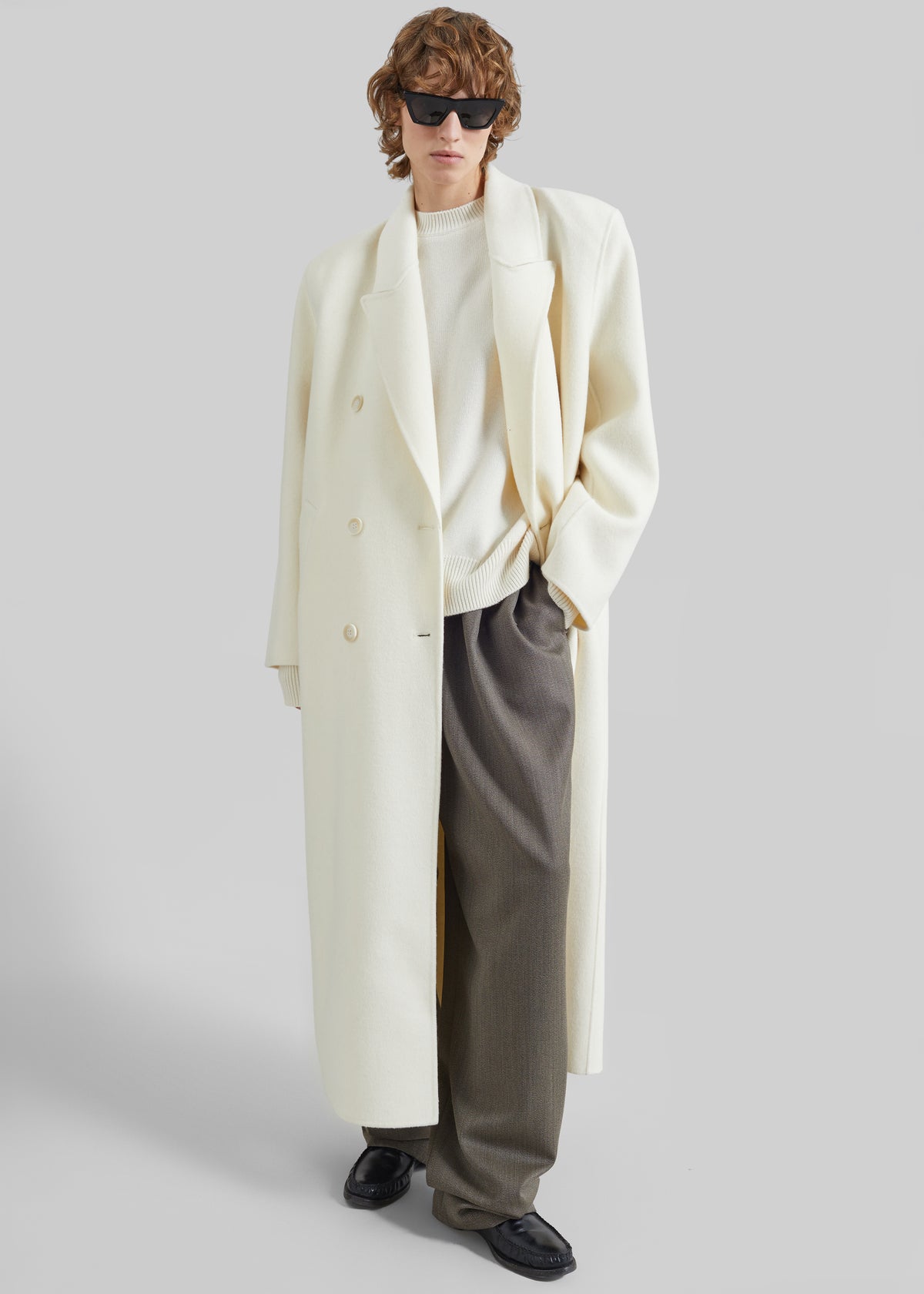 Gaia Double-Breasted Coat - Ivory