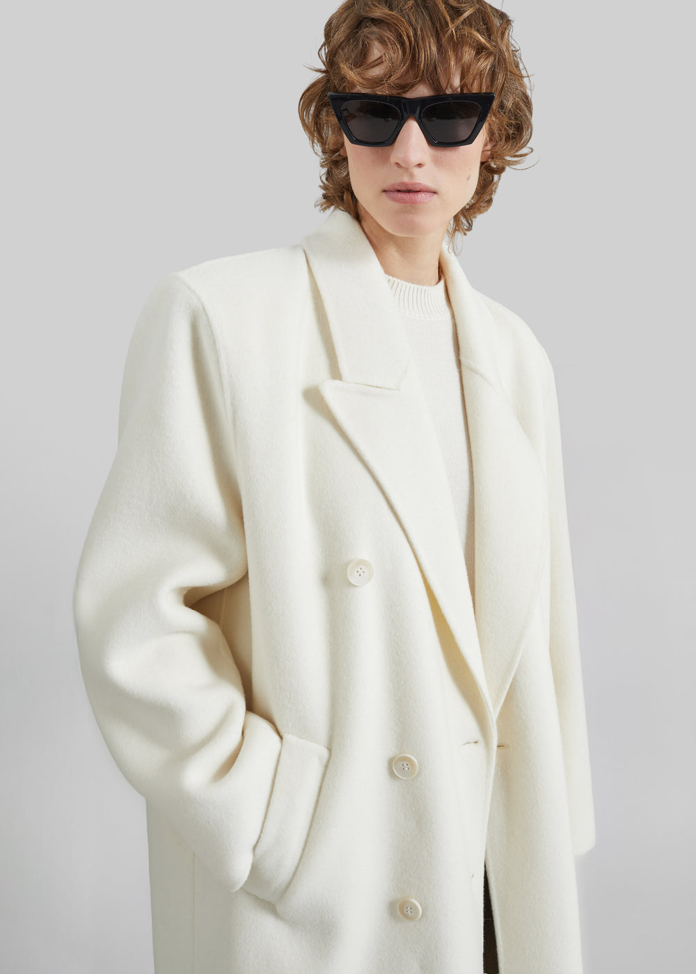 Gaia Double-Breasted Coat - Ivory - 1