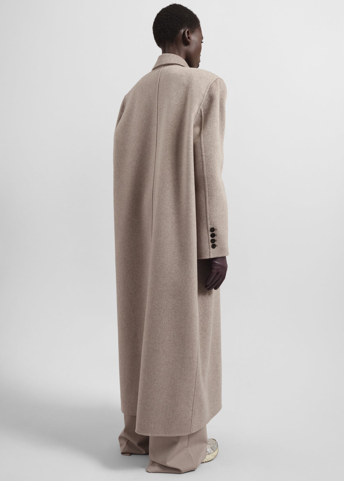 Gaia Double Breasted Coat - Taupe Melange - 7