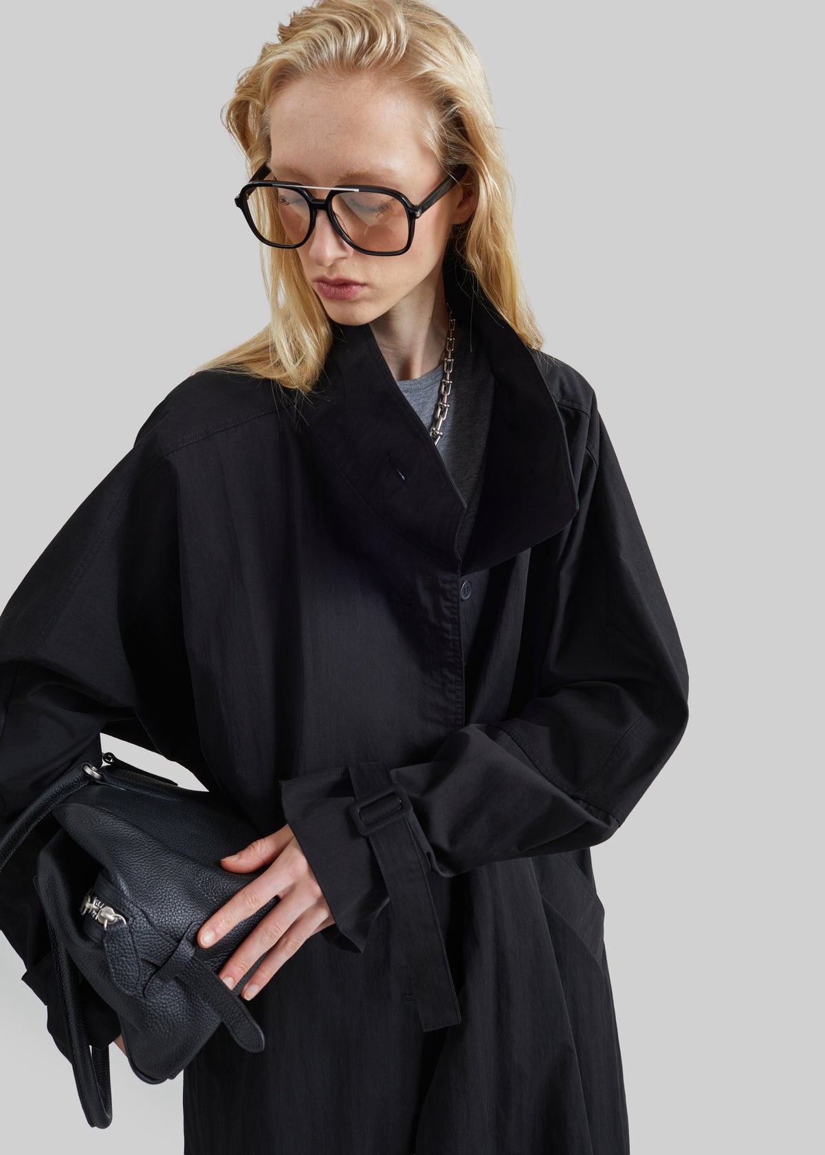 Gaillon Oversized Trench Coat - Black