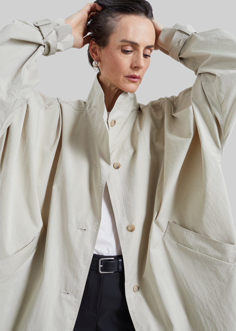 Gaillon Oversized Trench Coat - Light Beige - 1