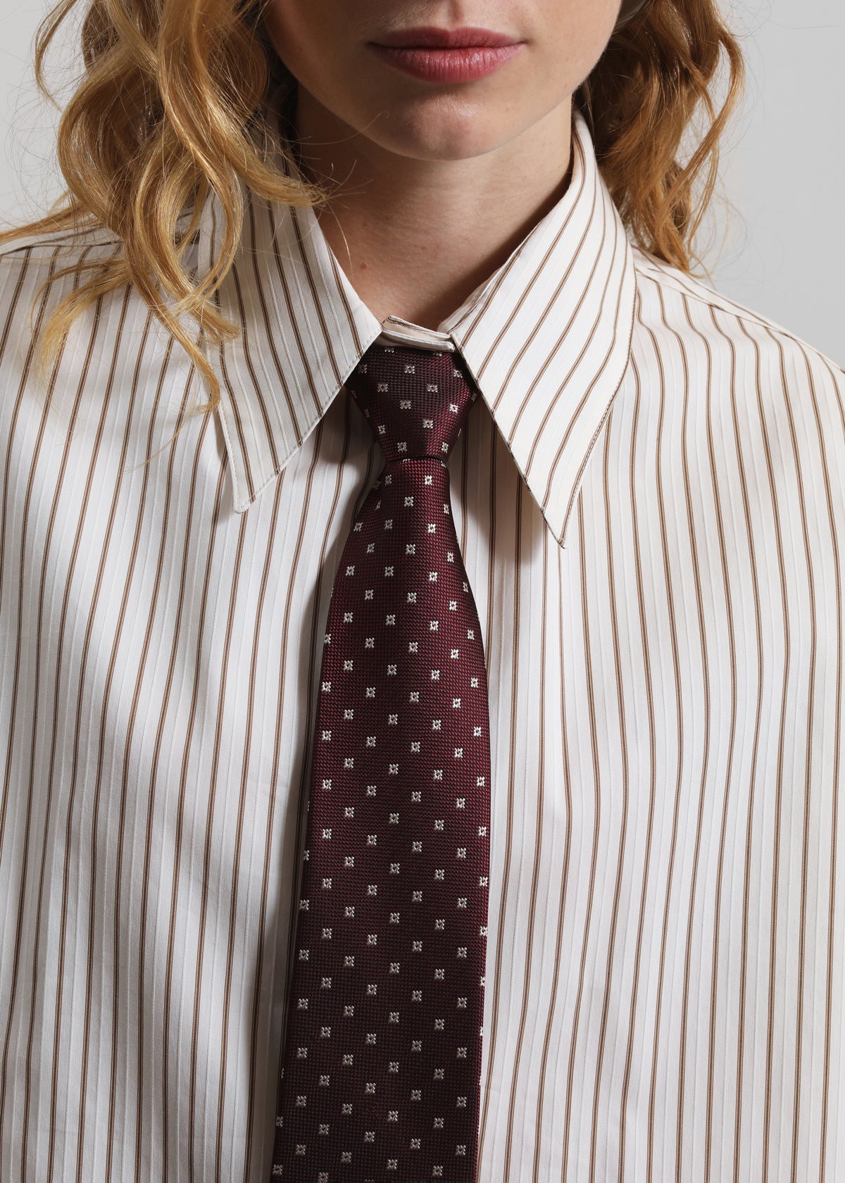 Gainsford Neck Tie Shirt - Beige/Brown Stripe - 3