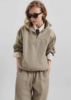 Gainsford Neck Tie Shirt - Beige/Brown Stripe