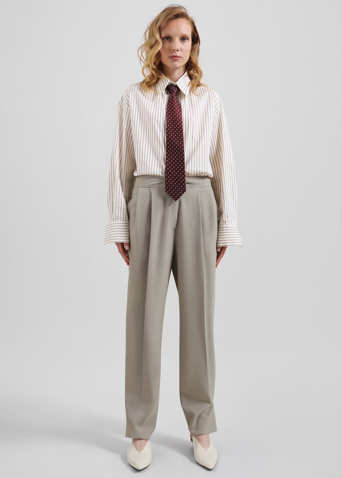 Gainsford Neck Tie Shirt - Beige/Brown Stripe - 5