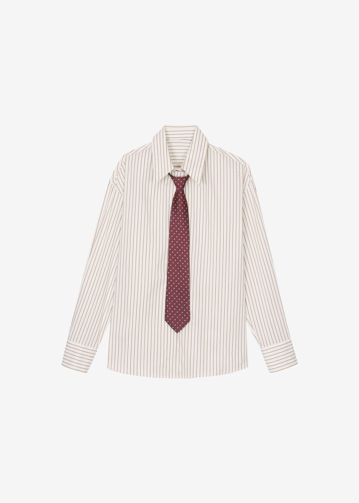 Gainsford Neck Tie Shirt - Beige/Brown Stripe - 7