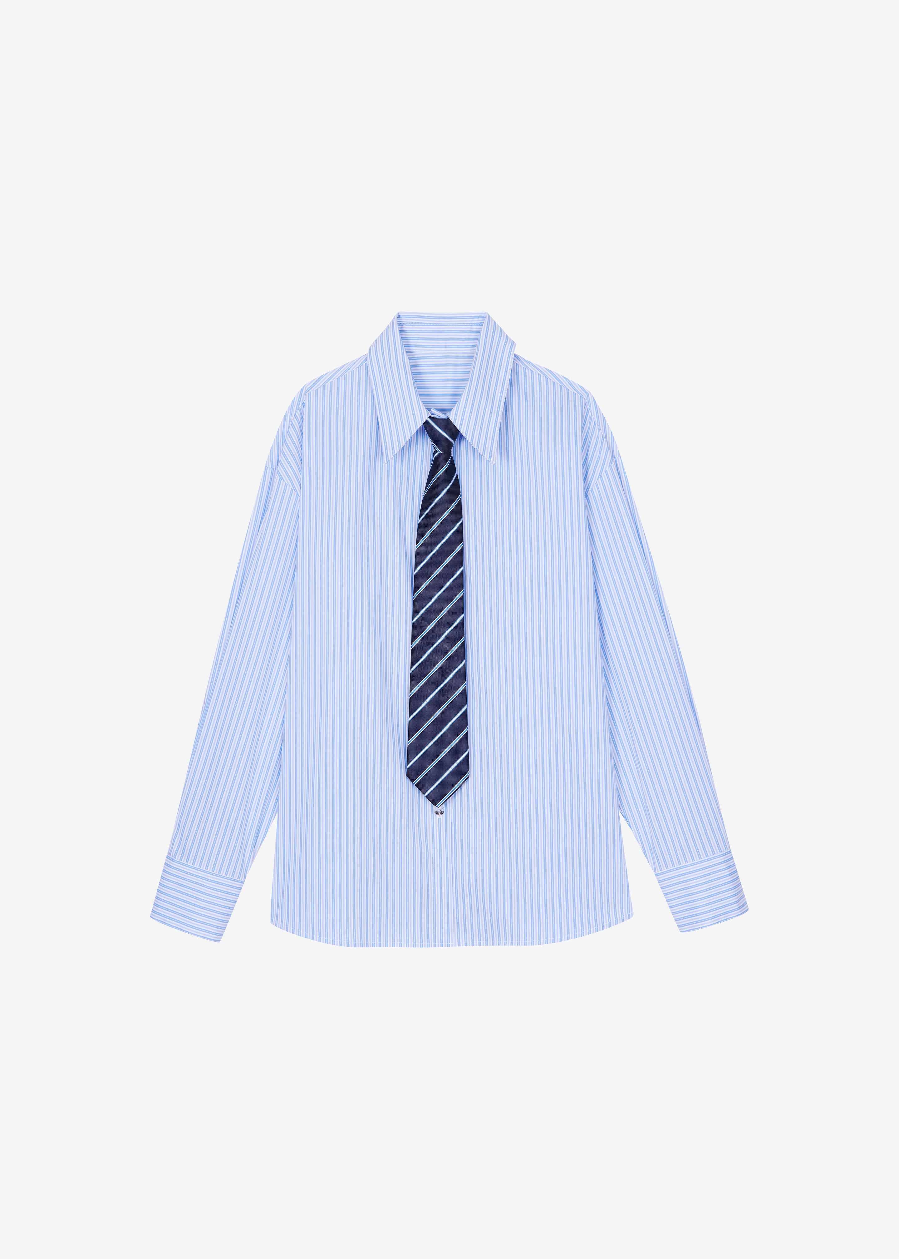 Gainsford Neck Tie Shirt - Blue/White Stripe - 9