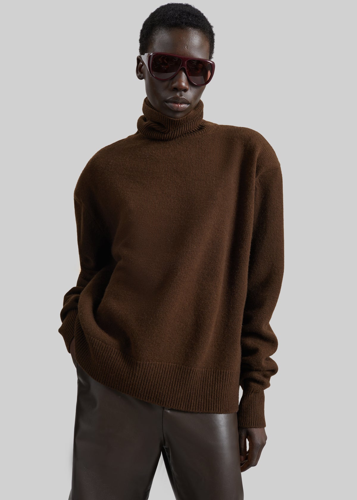 Gala Padded Knit Turtleneck - Brown