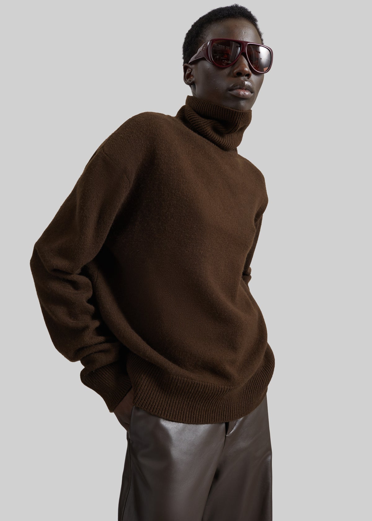 Gala Padded Knit Turtleneck - Brown