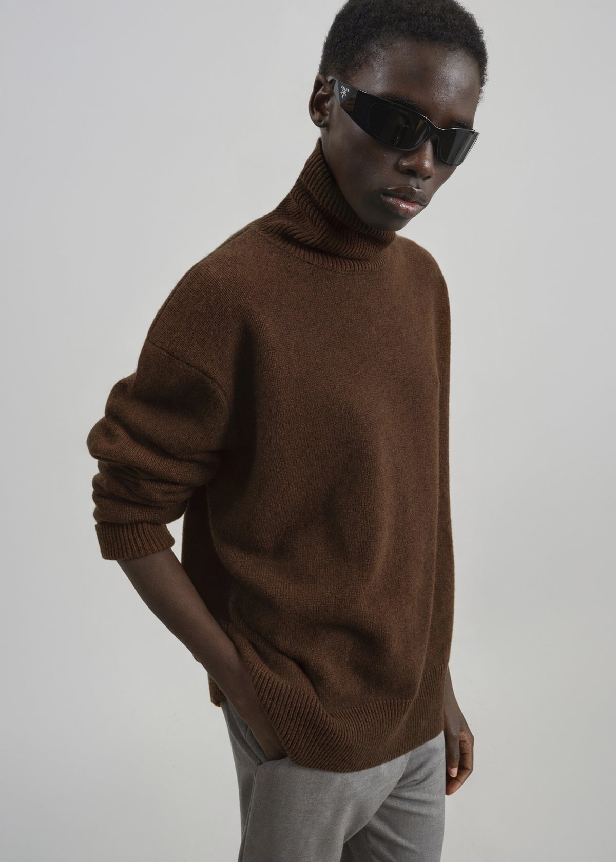 Gala Padded Knit Turtleneck - Brown